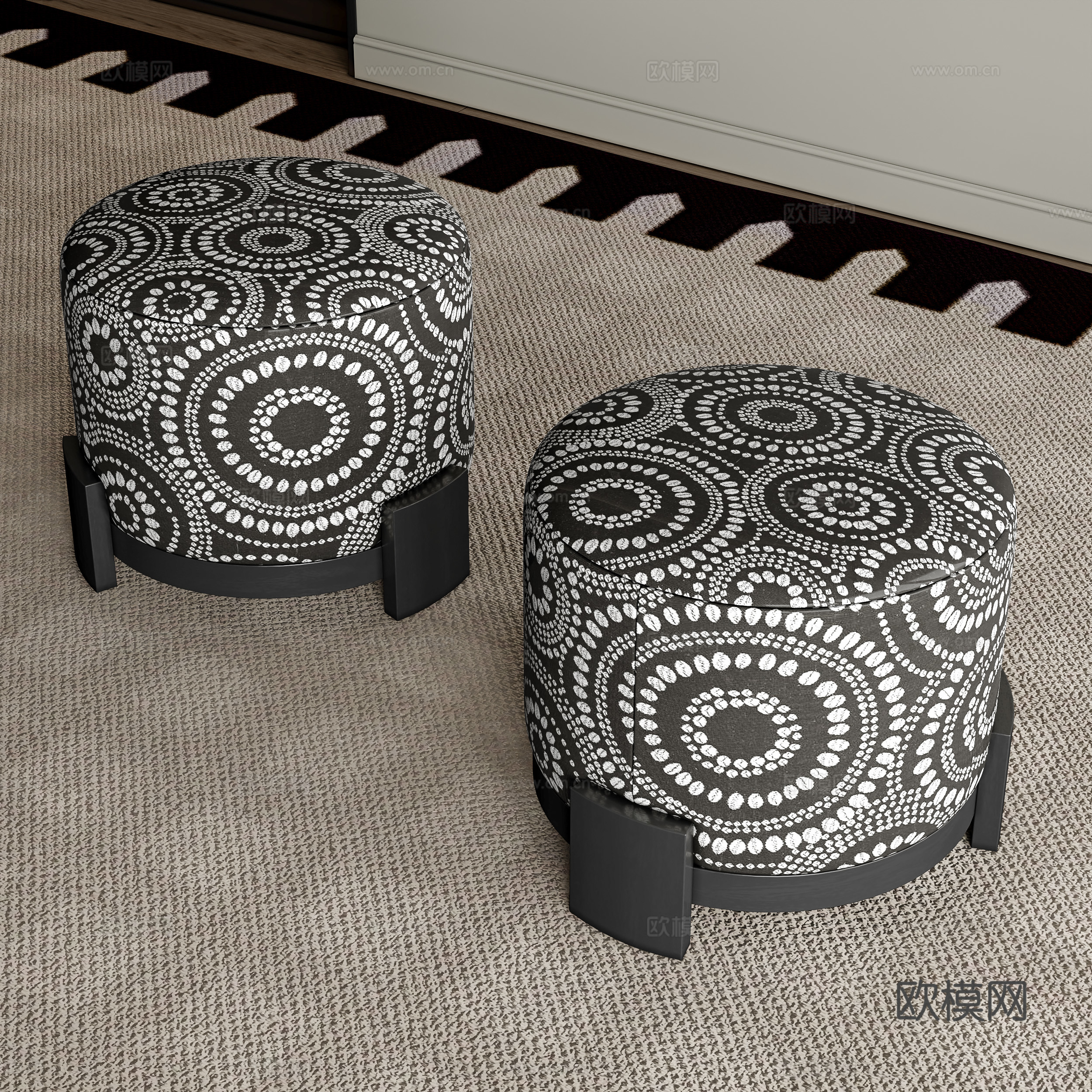 Medieval style round stool 3D model
