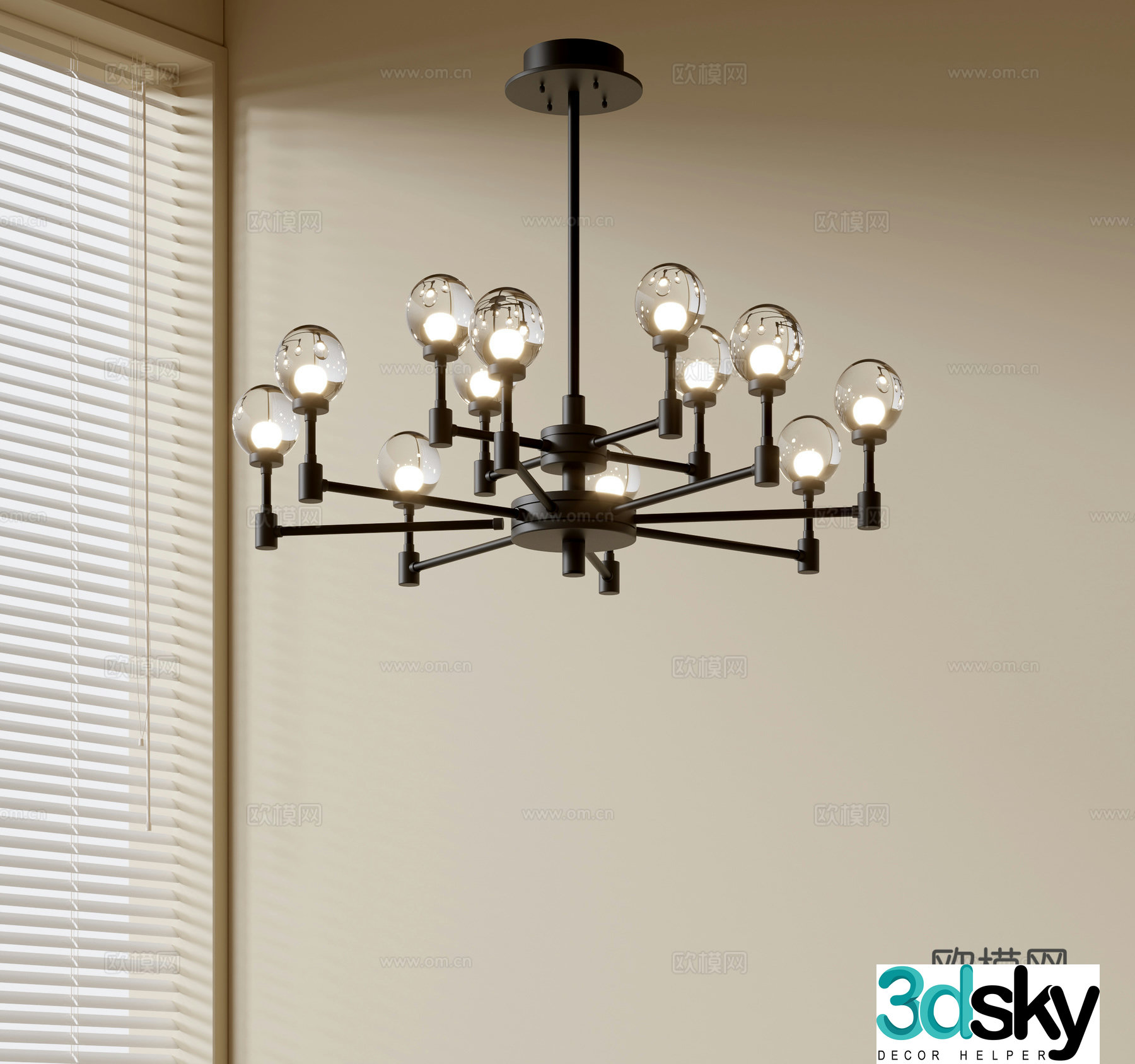 Modern simple chandeliers Nordic style chandeliers Mediterranean style chandeliers Study lamp combination Restaurant lamp 3D model