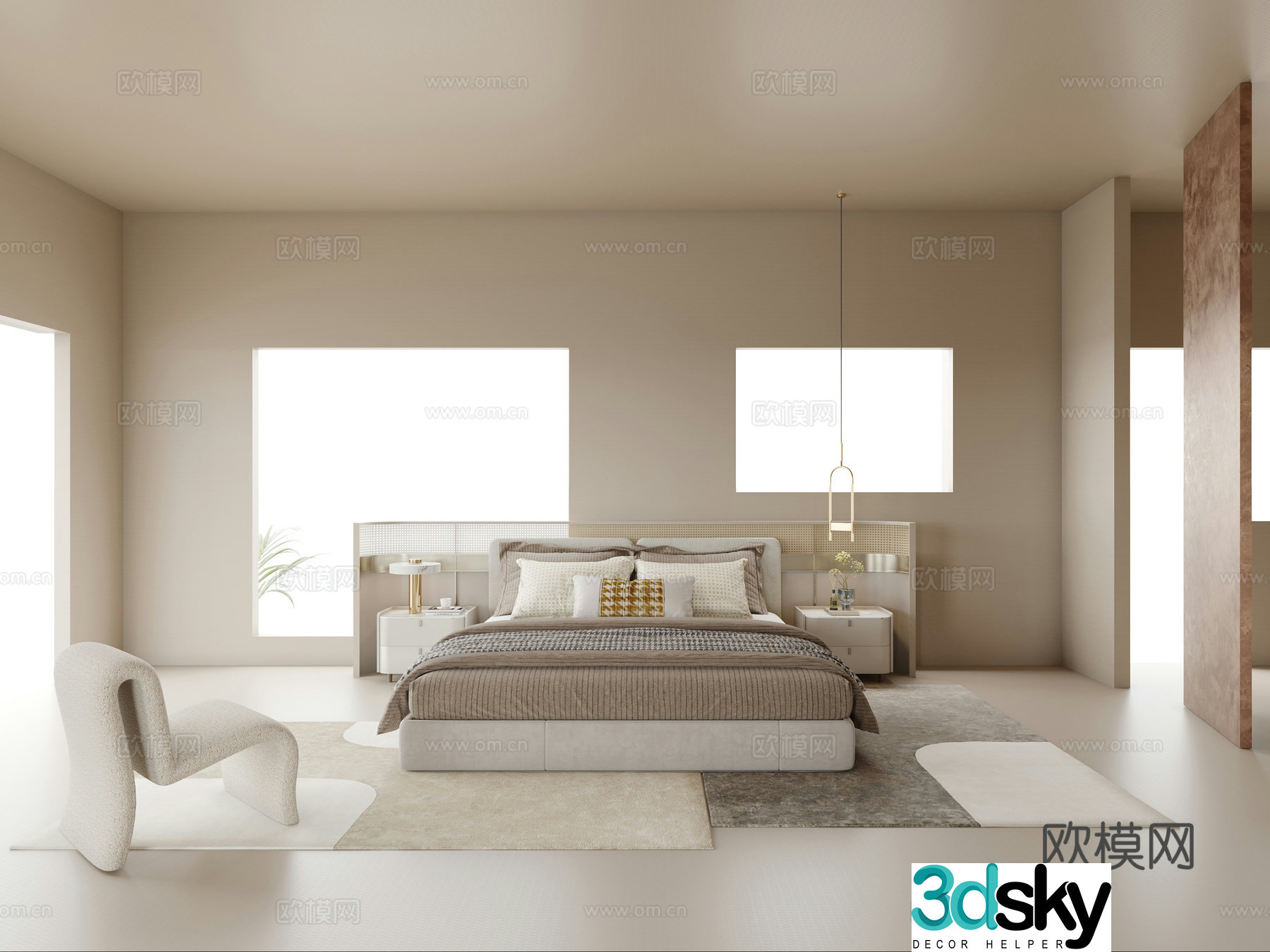 Modern internet celebrity design master bedroom 3D model