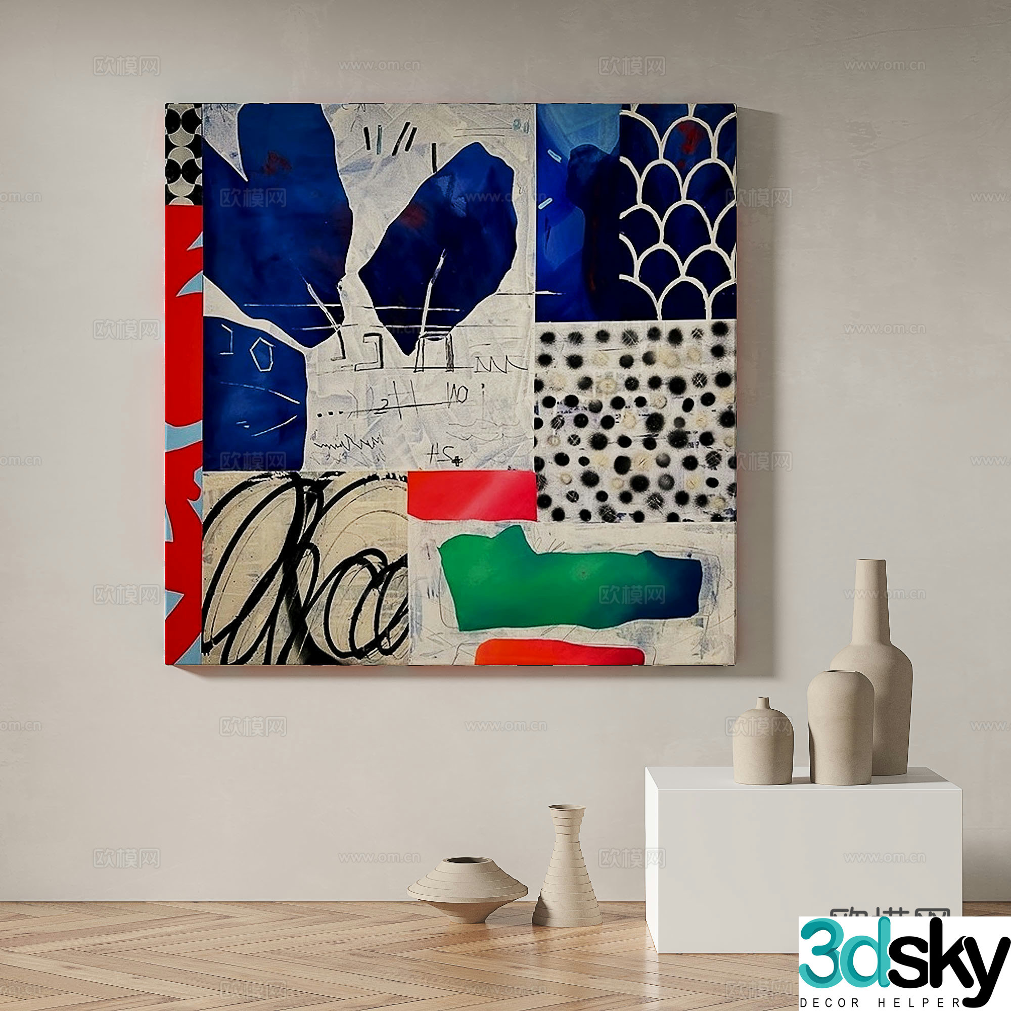 Modern minimalist abstract decorative painting 3d model