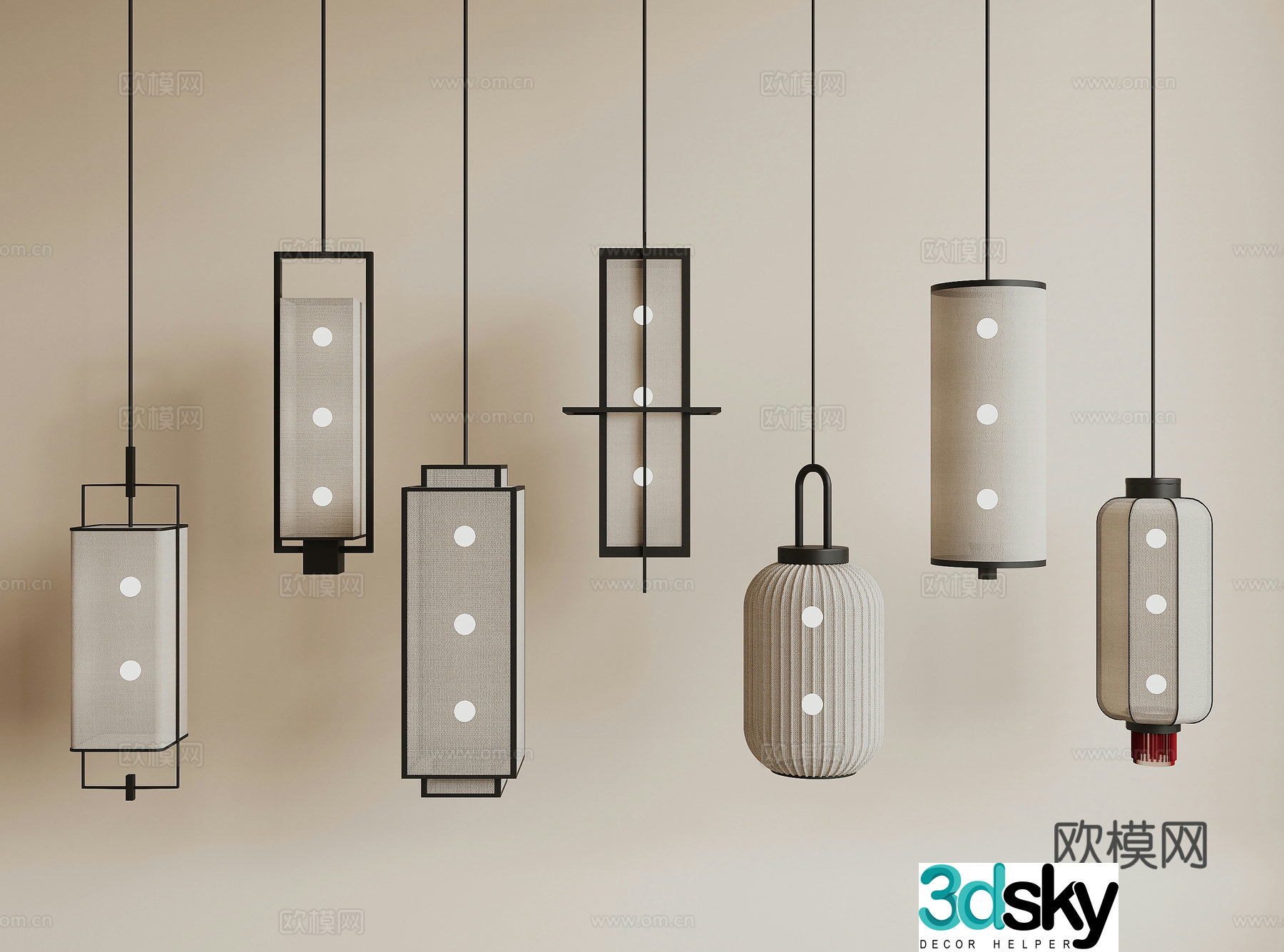 New Chinese chandelier 3D model