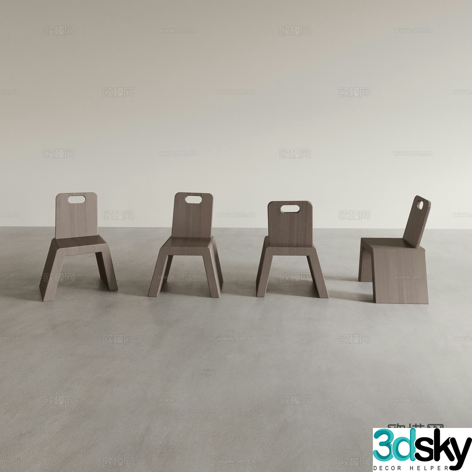 Children’s chair stool wooden stool 3D model
