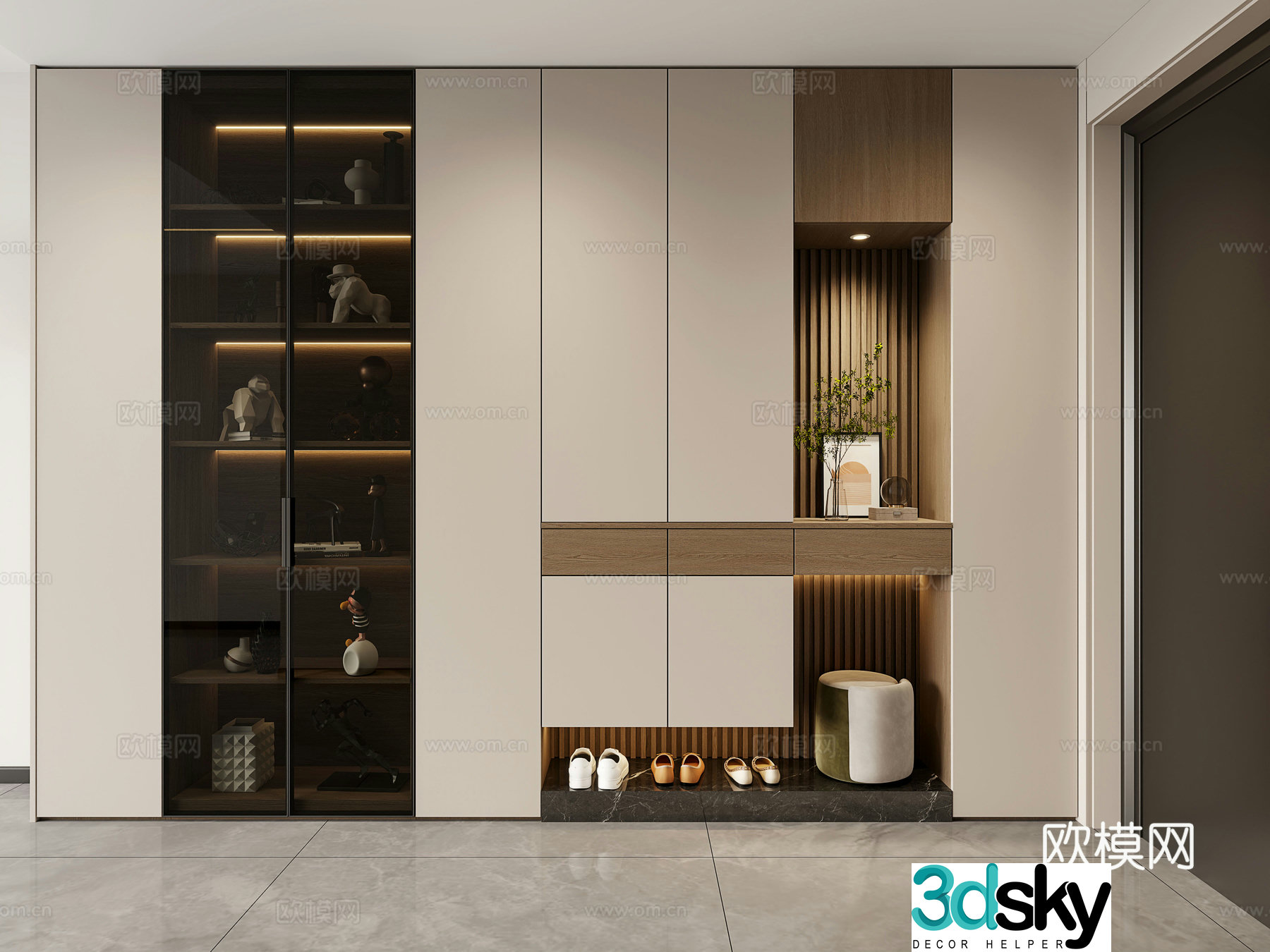 Modern entrance door shoe cabinet entrance door cabinet decoration cabinet glass door cabinet cabinet decoration 3D model