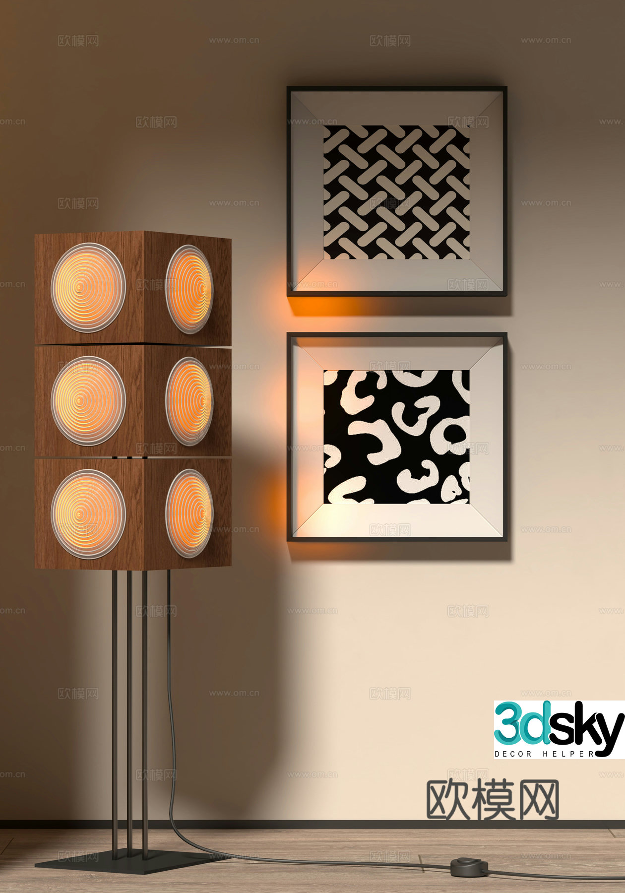Wasabi wind floor lamp decorative hanging painting 3d model