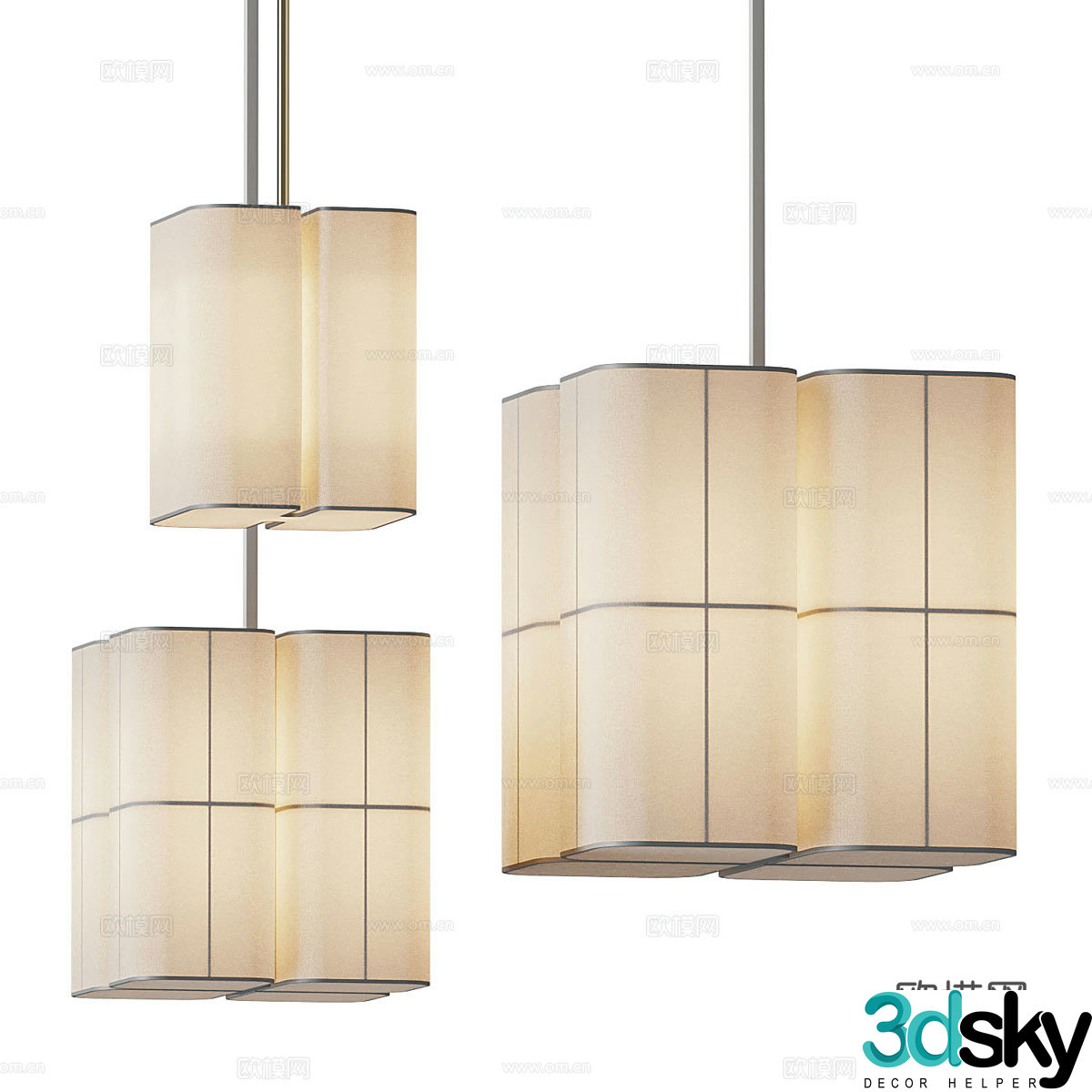 New Chinese style decorative chandelier 3D model