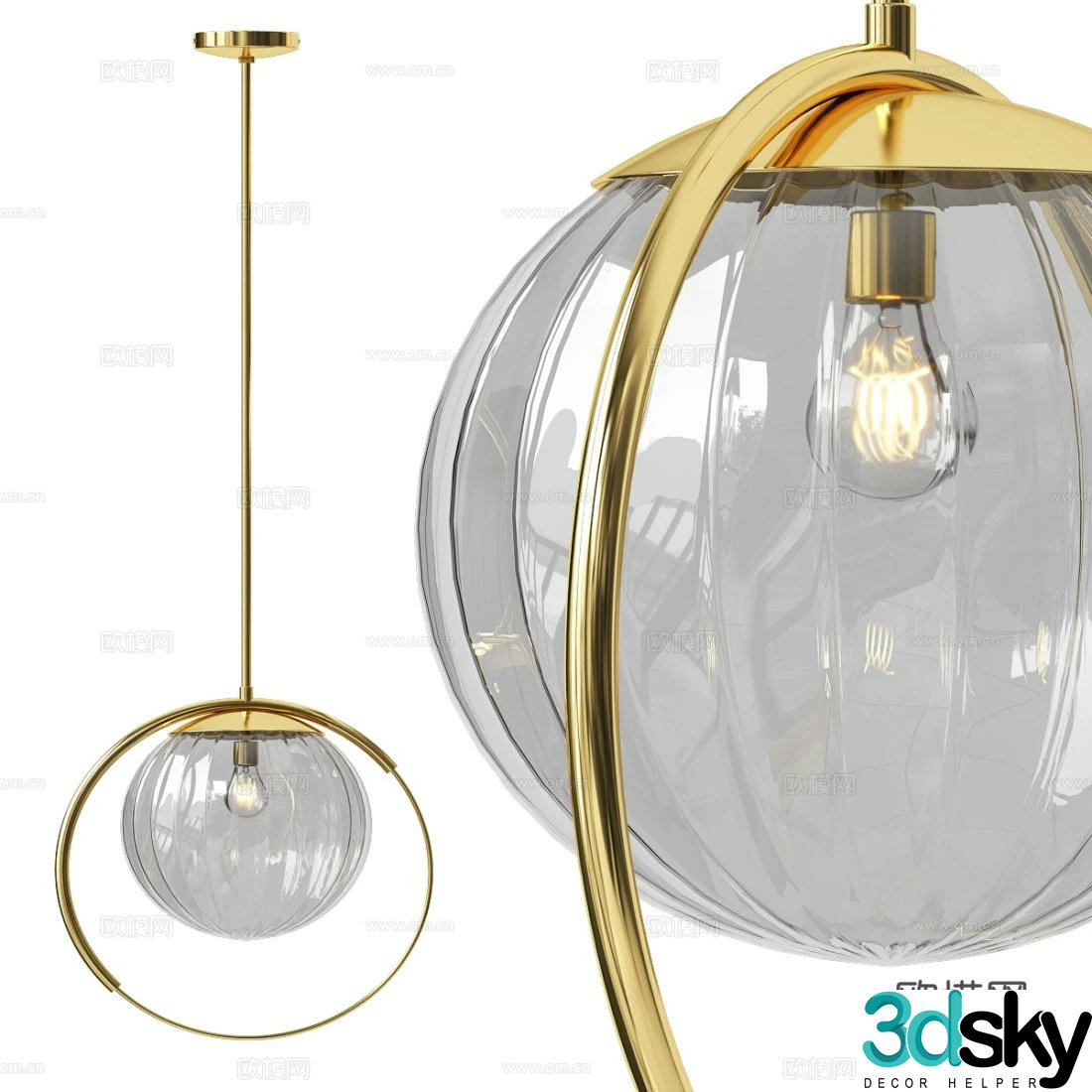 New Chinese style decorative hanging line light 3D model