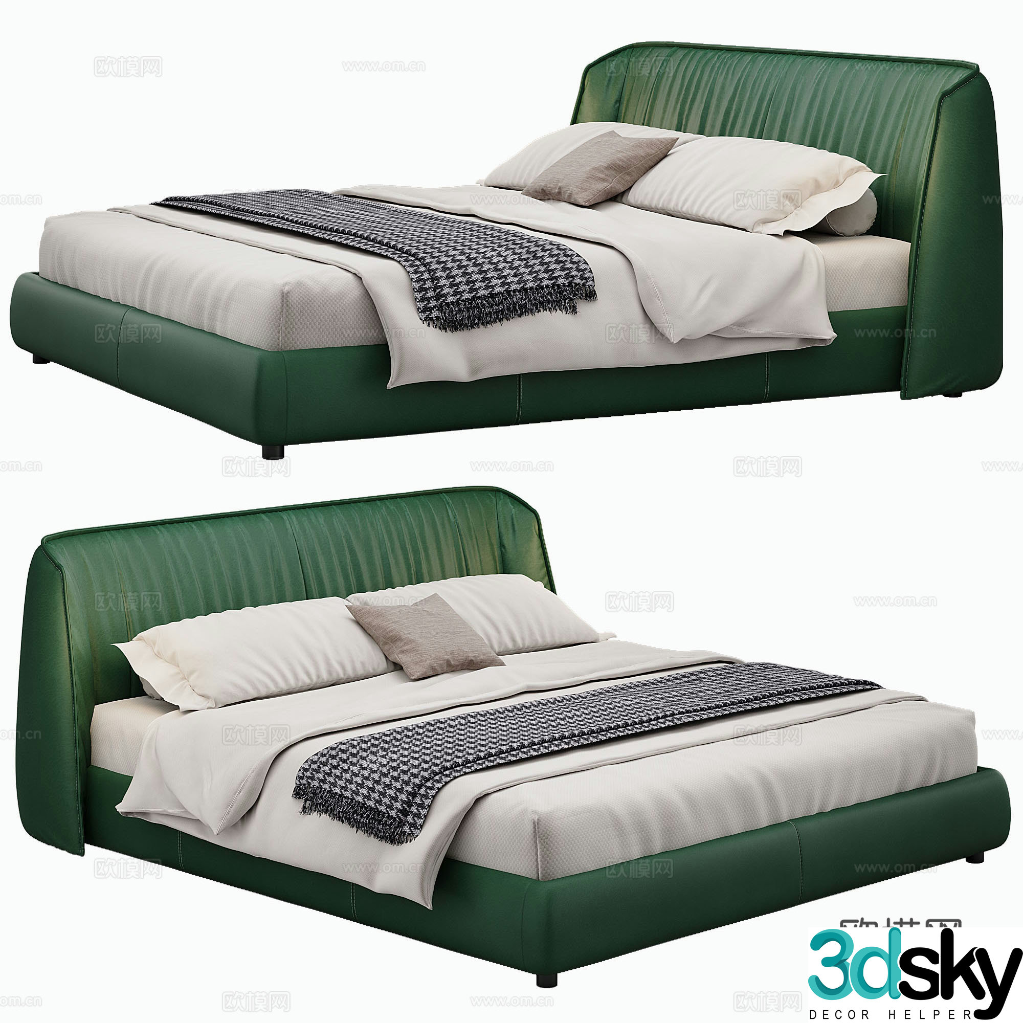 Modern leather double bed mattress mattress 3D model