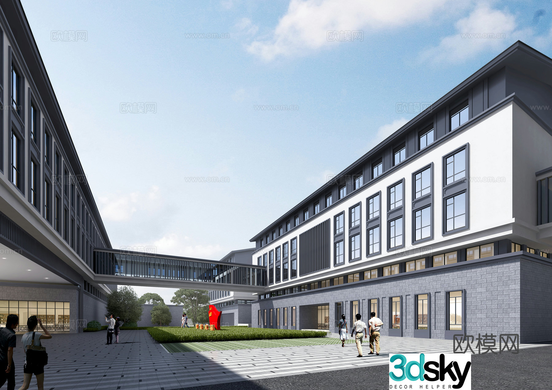 3D model of school courtyard