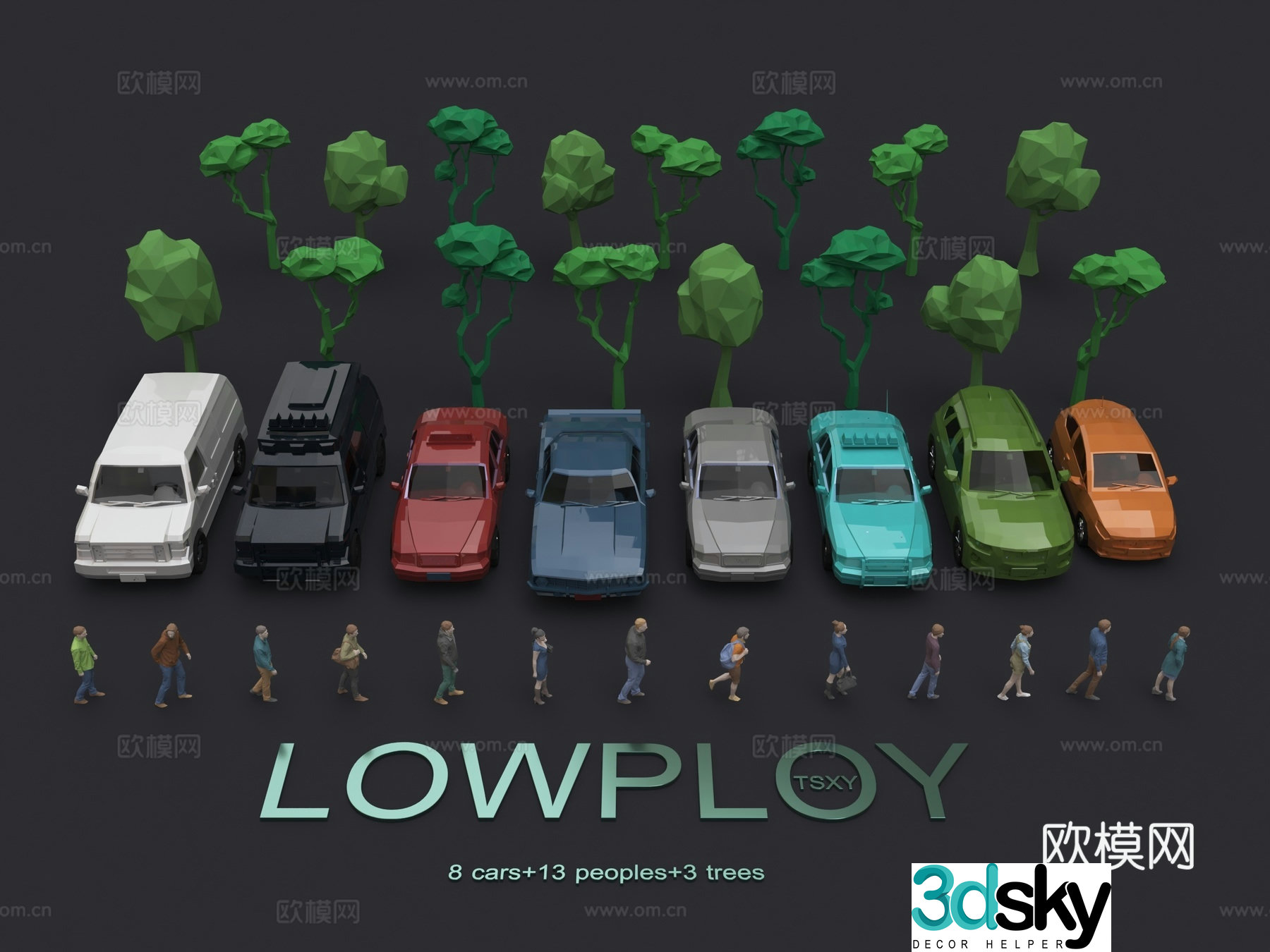 Low polygon low model vehicle tree character collection 3d model