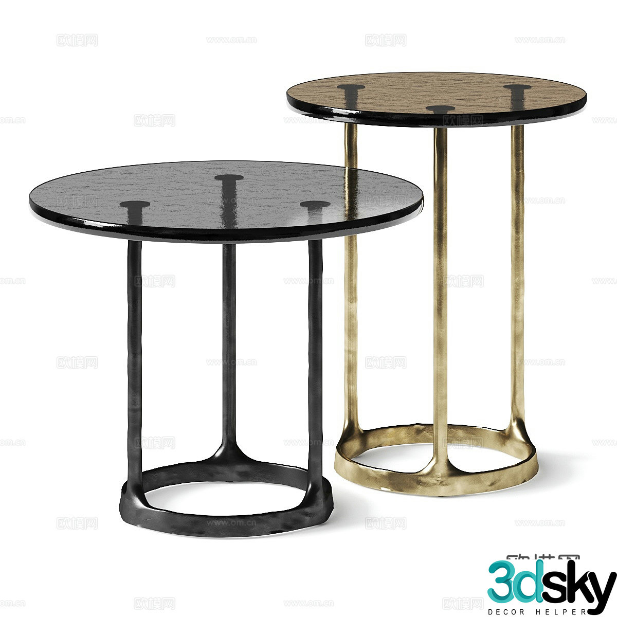 New Chinese style side several round several 3D model