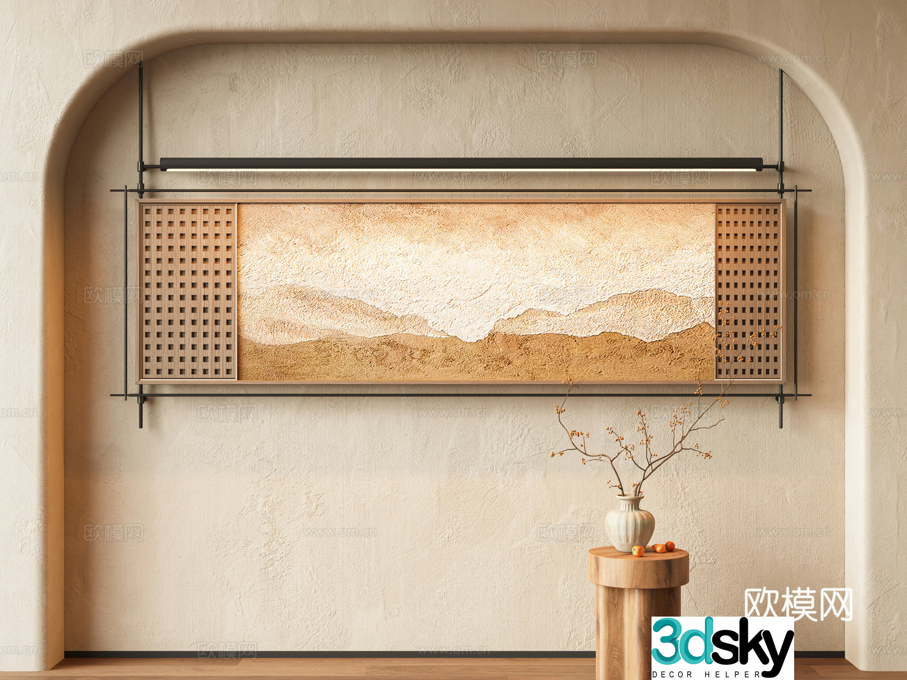 New Chinese style Chinese style hanging paintings Wasabi study high-end paintings lamp paintings tea room hanging paintings living room 3D model