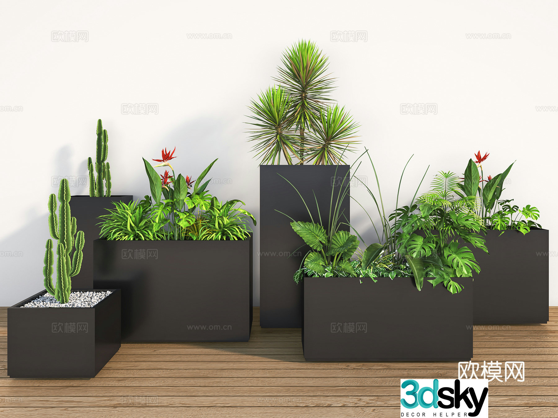 Plant flower box combination outer flower box customized flower box flower and plant pile 3D model