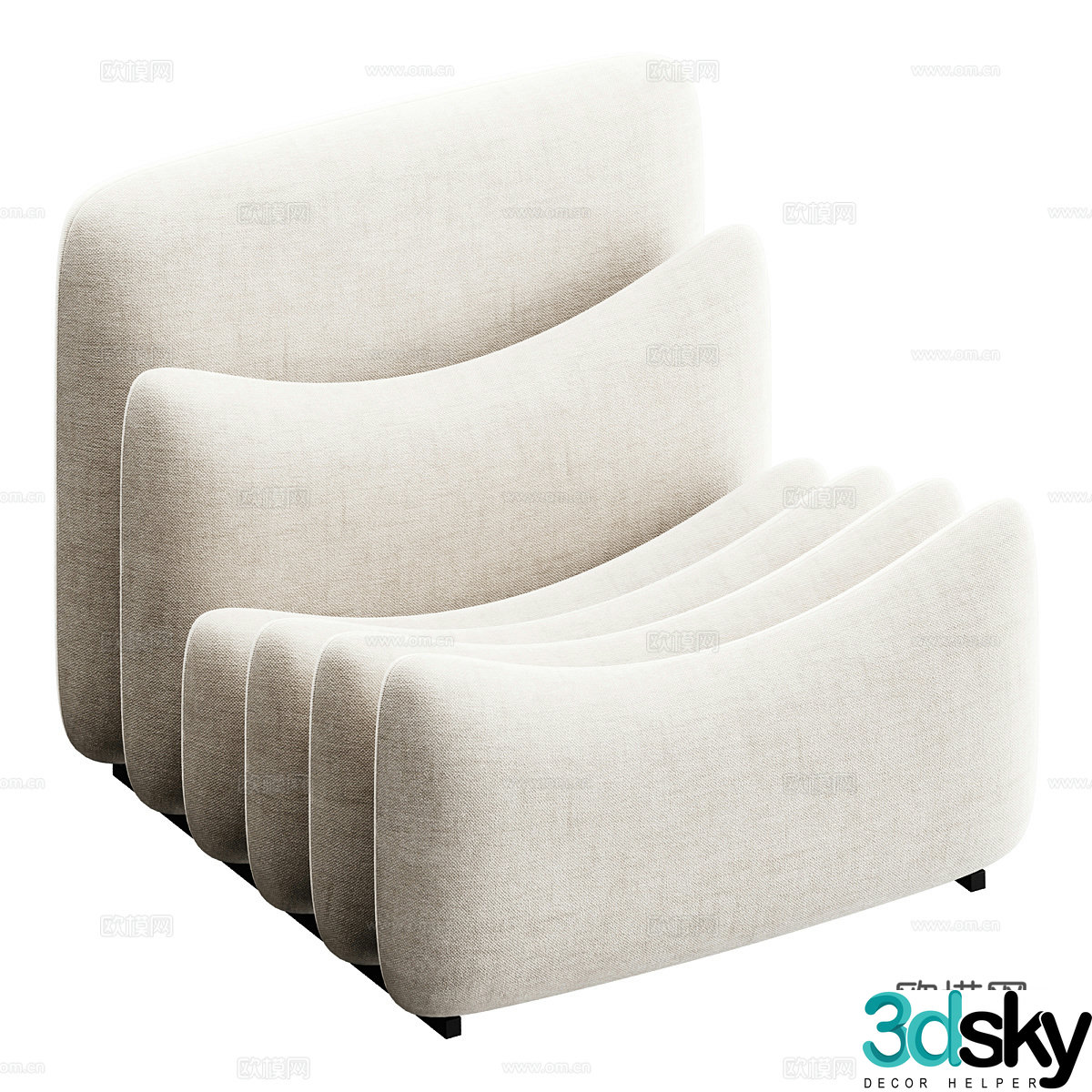 Modern cream style casual sofa 3d model