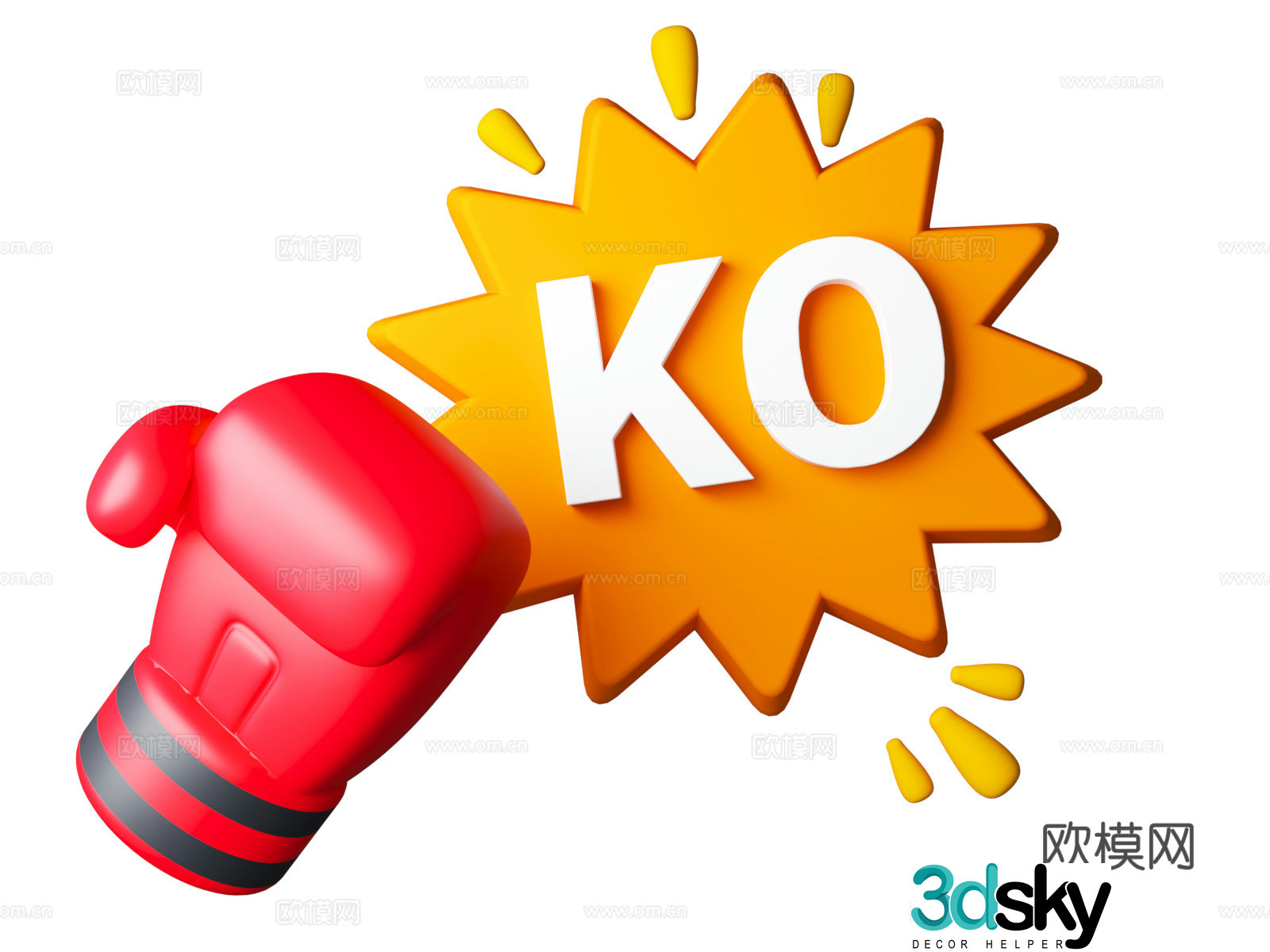 Cartoon KO Boxing Competition Boxing Competition Card Cartoon Boxing Competition Cartoon KO Card 3D Model