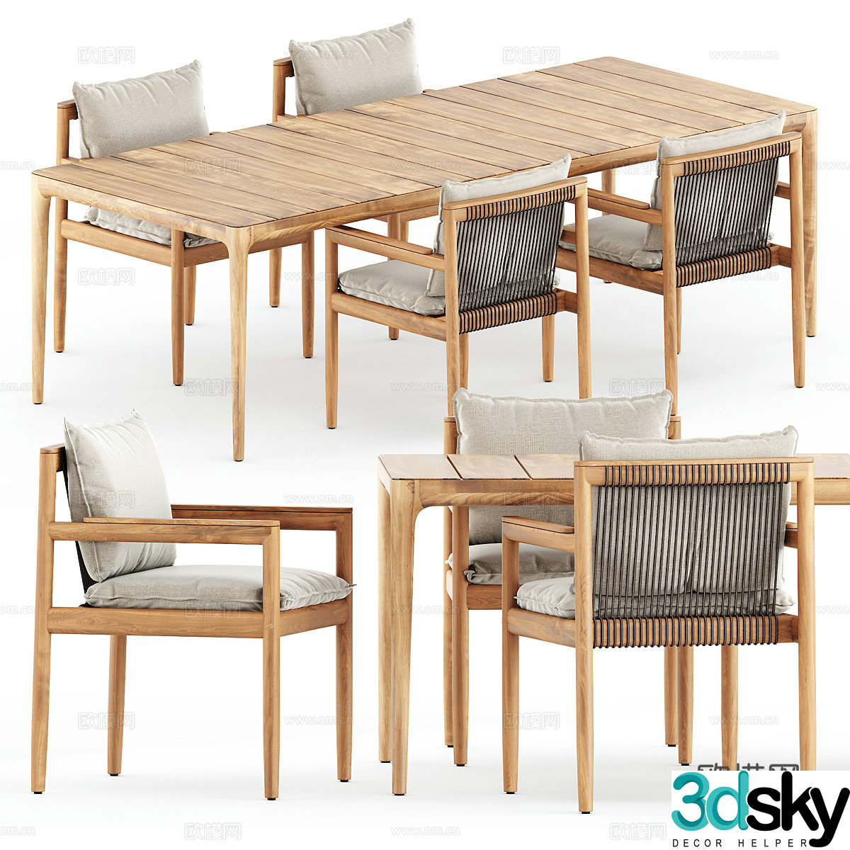 New Chinese outdoor table and chair 3D model