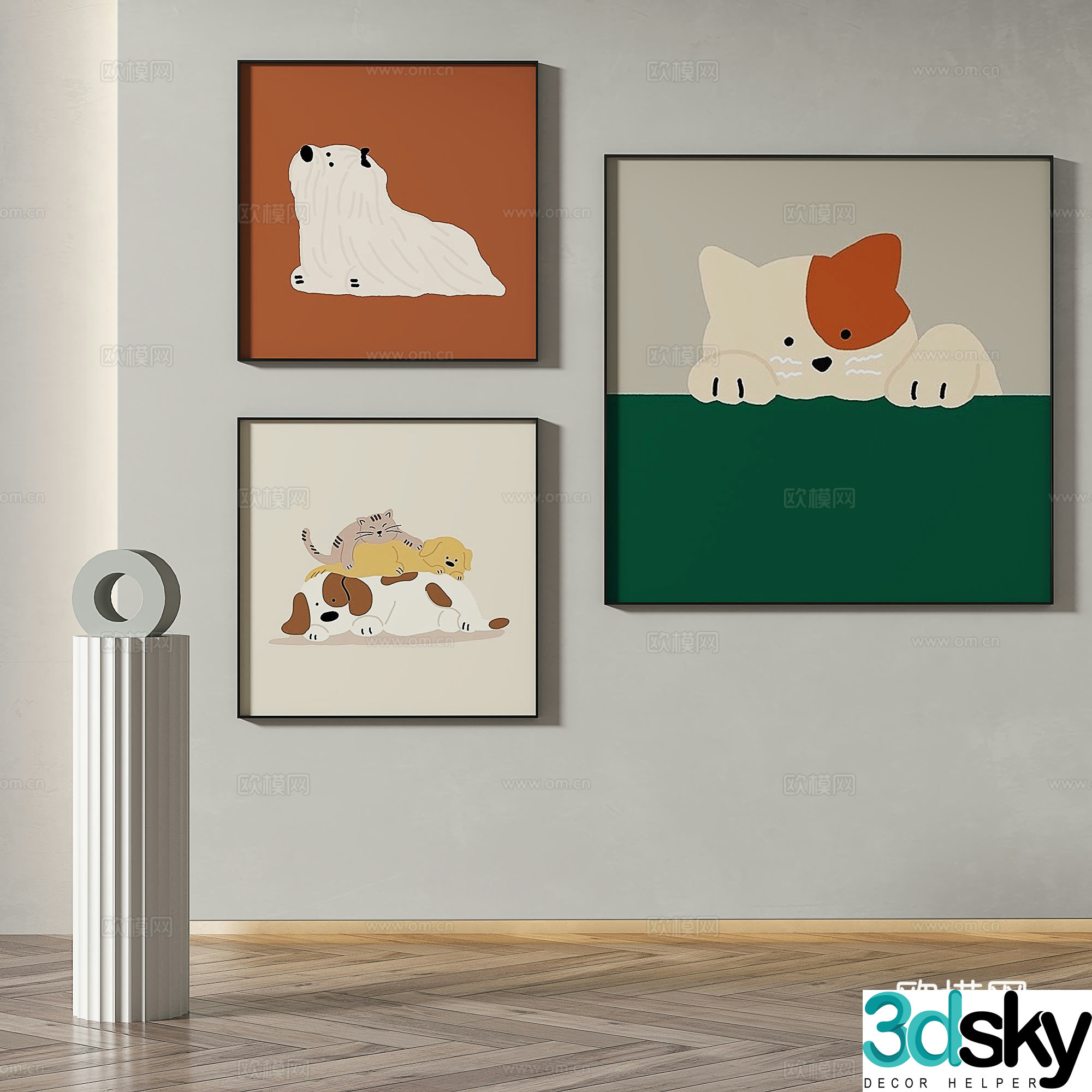 Modern minimalist abstract decorative painting 3d model