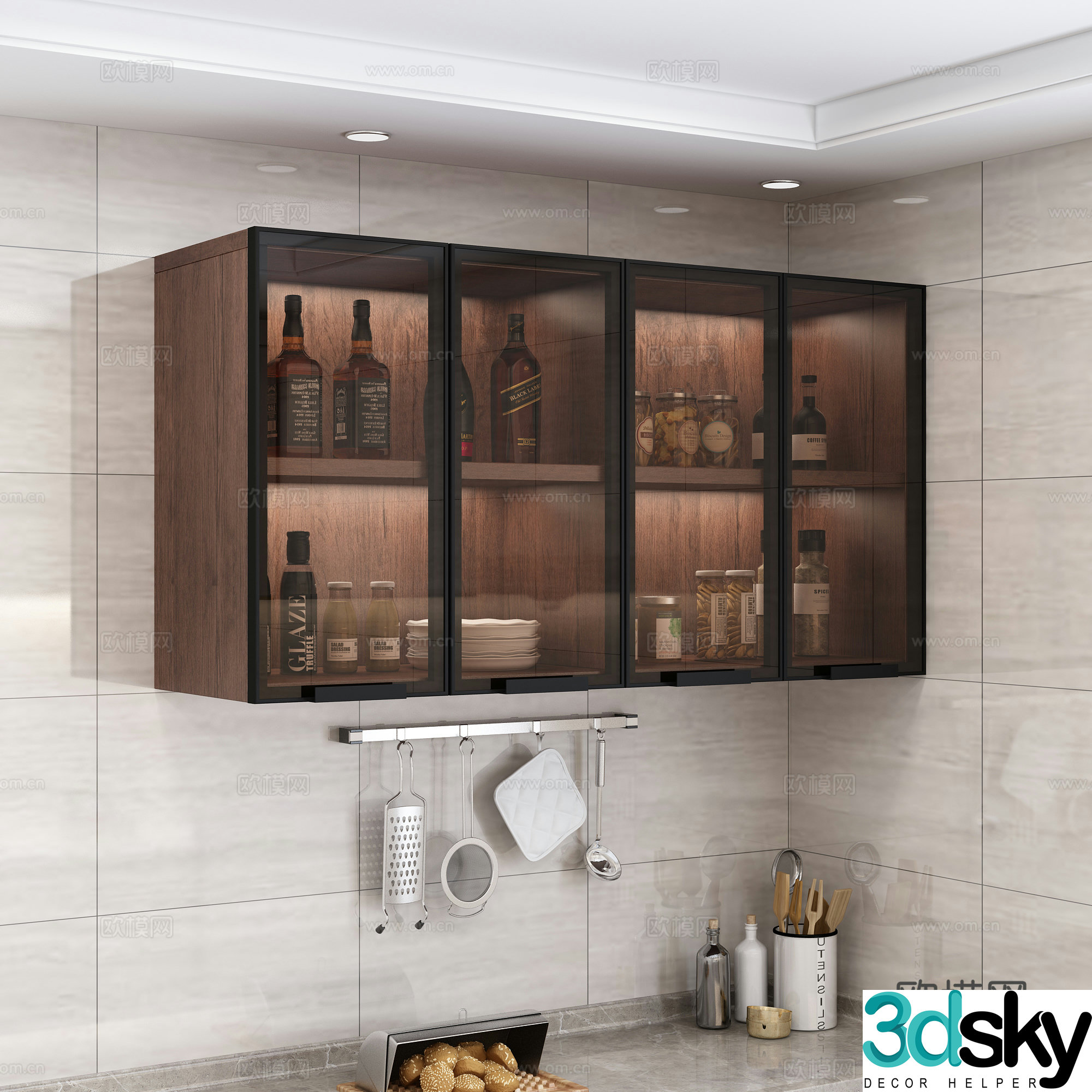 Modern kitchen wall cabinet 3d model