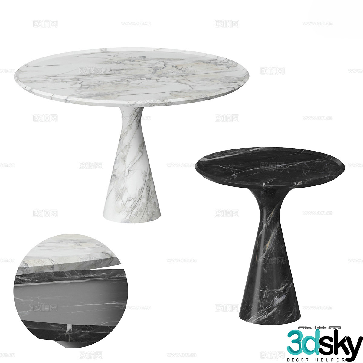 Modern marble side table 3d model