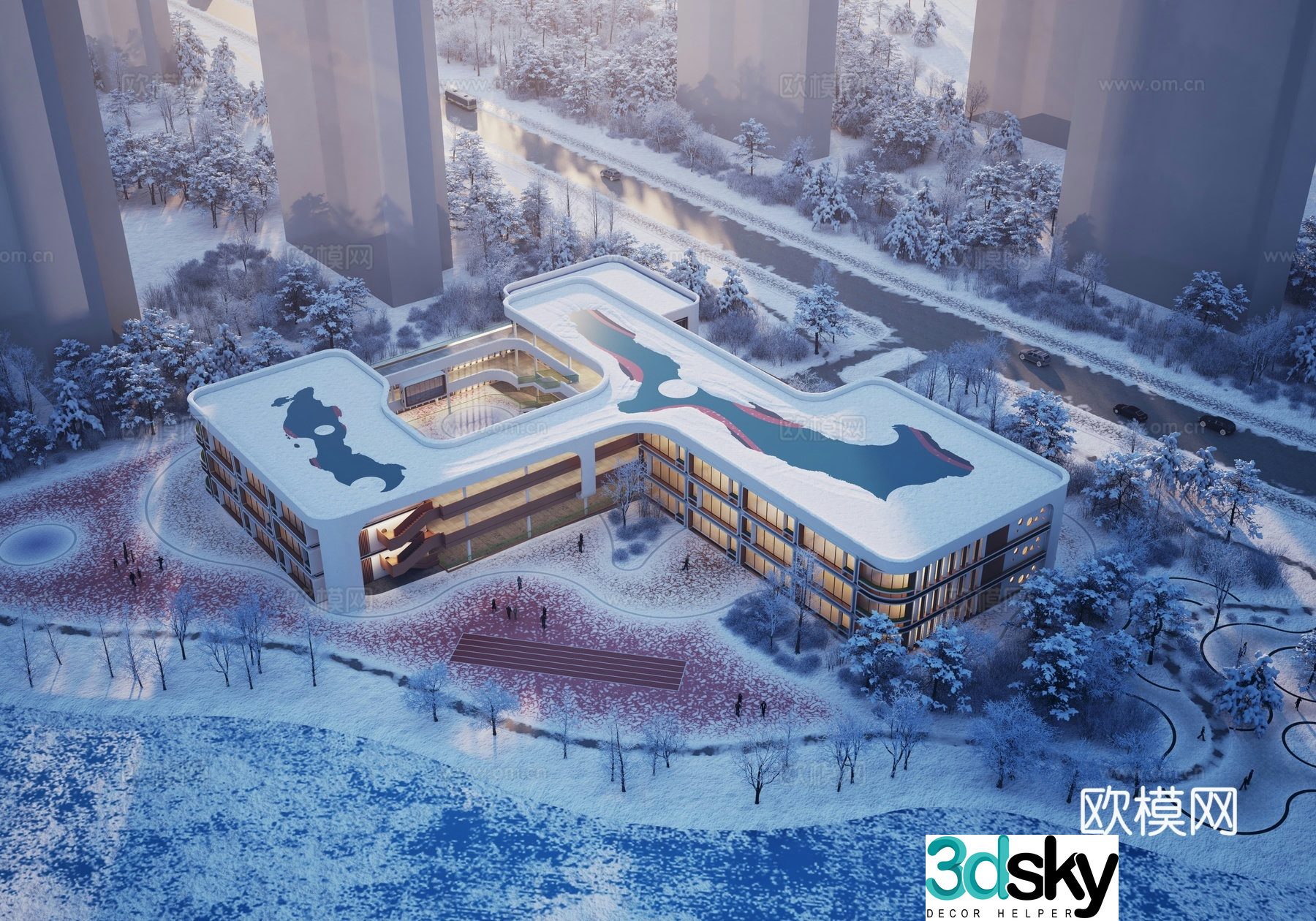 Kindergarten snow scene 3D model