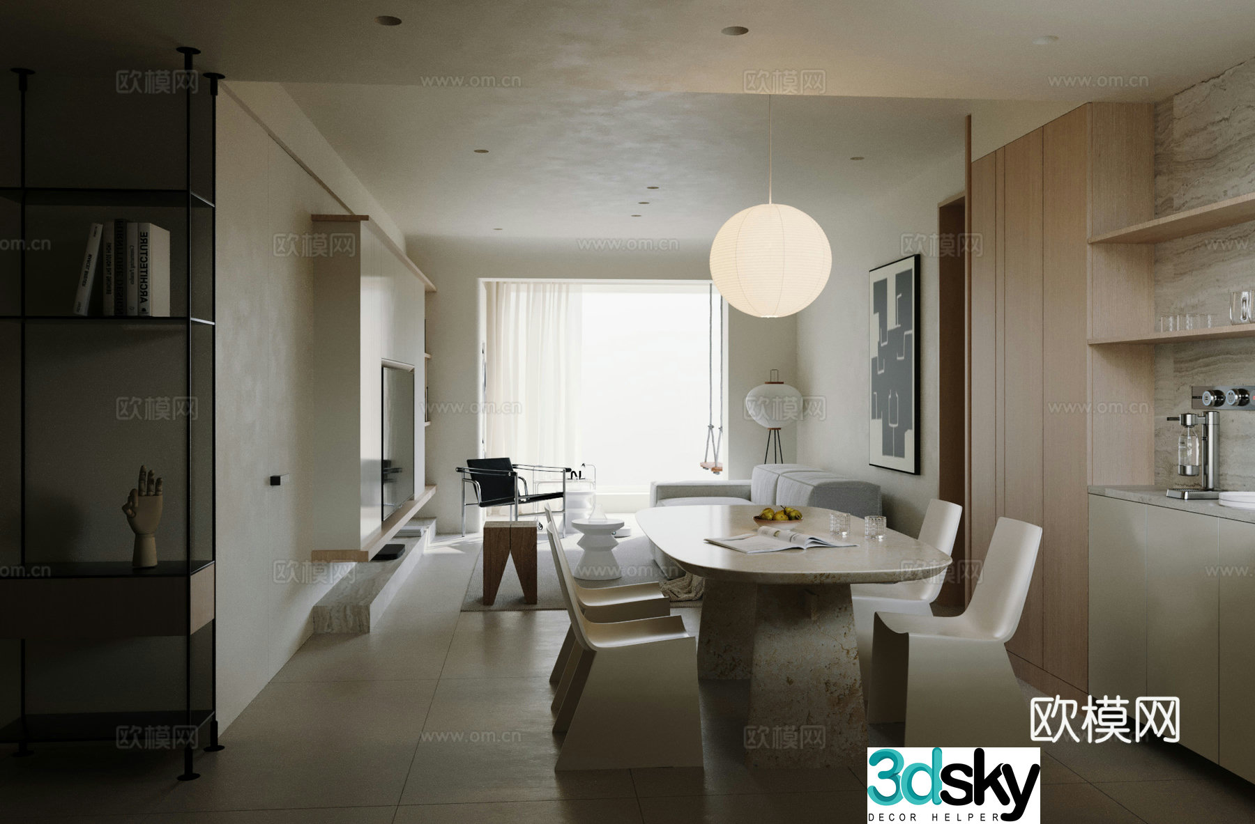 3D model of medieval style living room restaurant