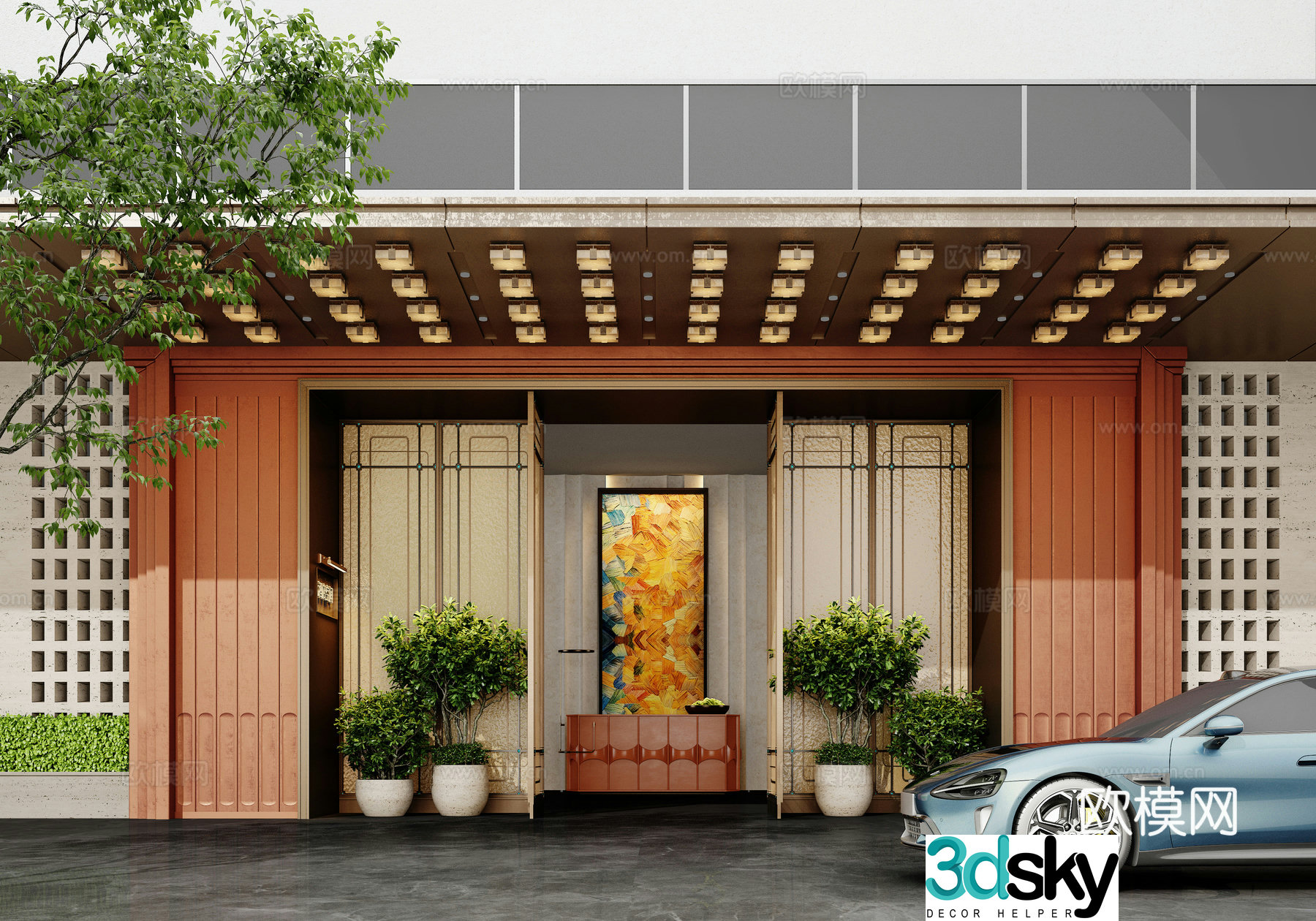 Modern hotel lobby 3D model