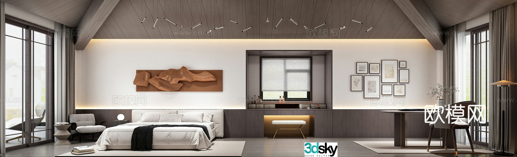Modern light luxury bedroom 3d model