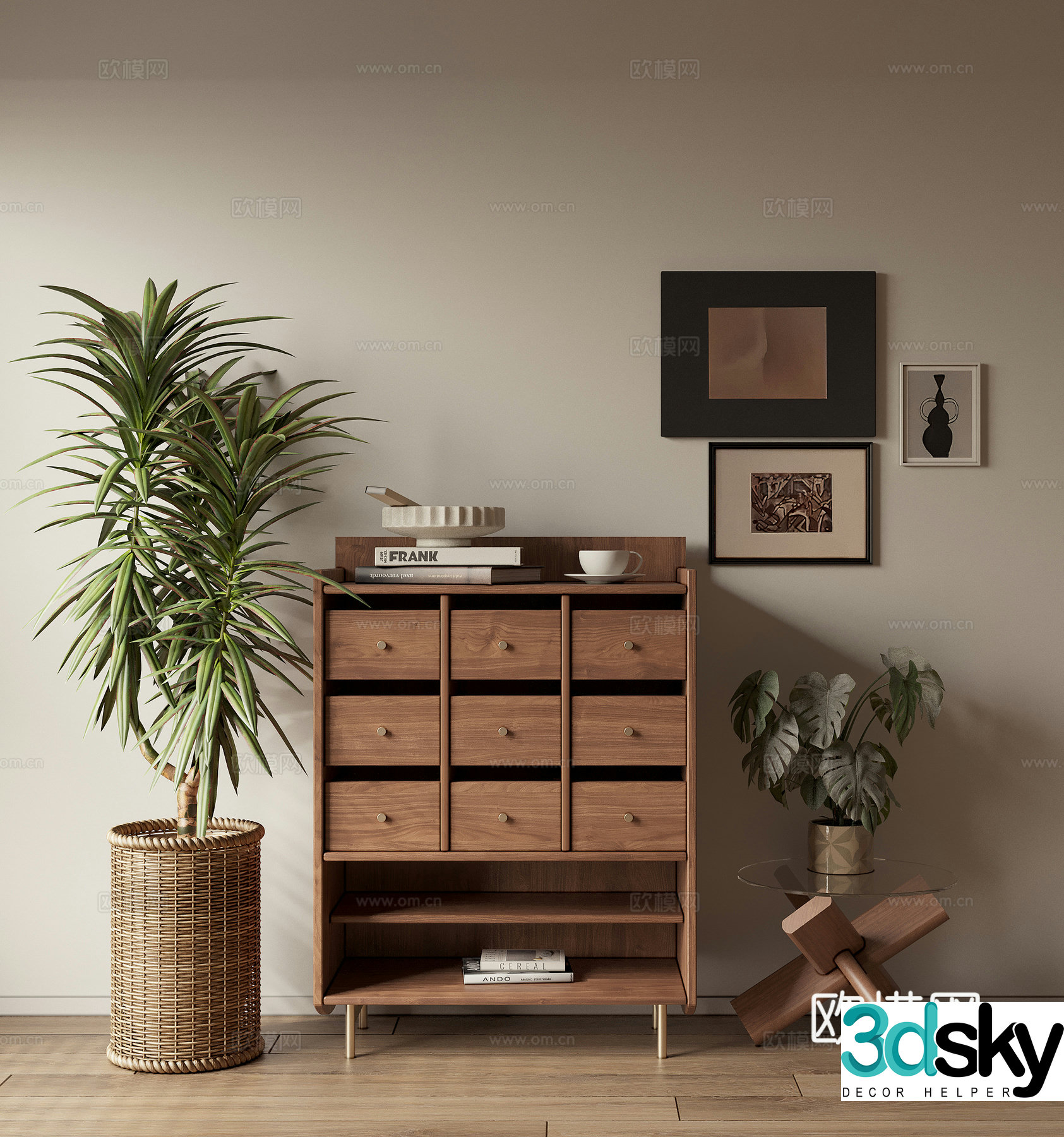 Low cabinet chest of cabinet decoration cabinet 3d model