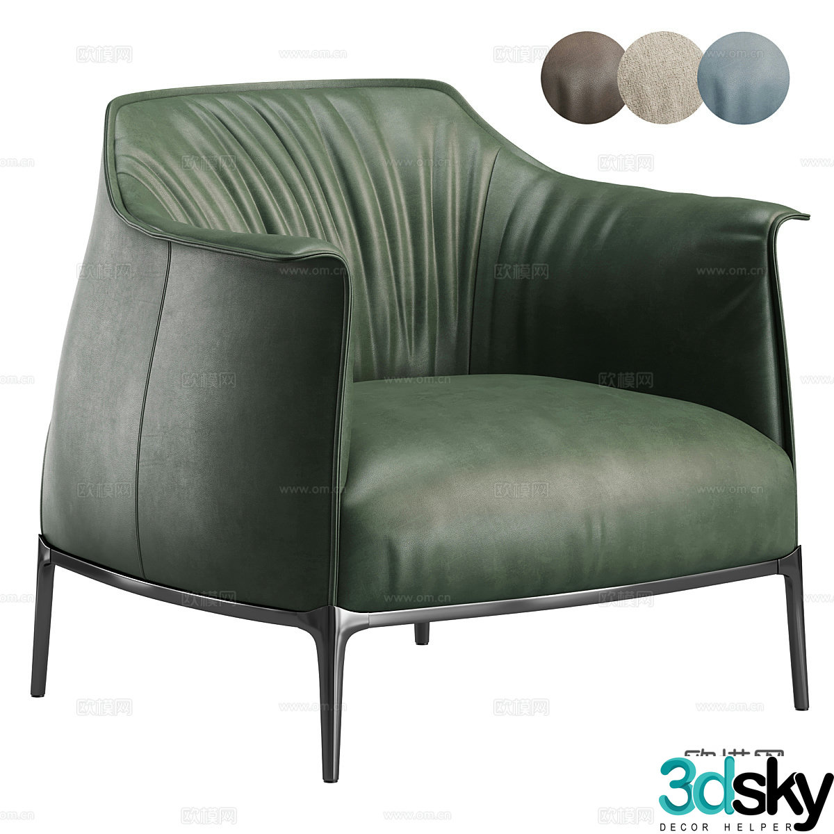 New Chinese leather leisure chair 3d model