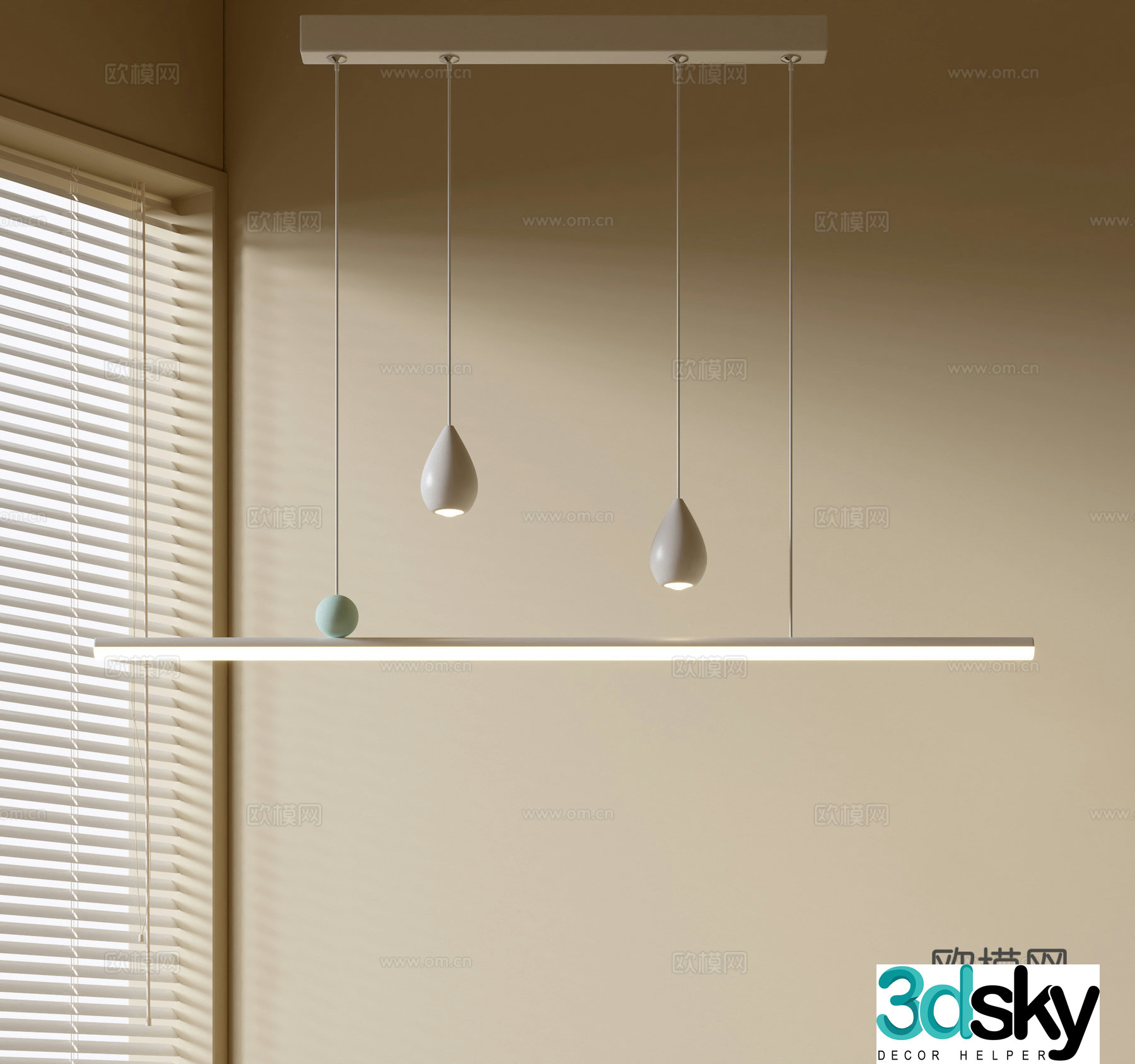 Modern simple chandeliers Nordic style chandeliers Mediterranean style chandeliers Study lamp combination Restaurant lamp 3D model