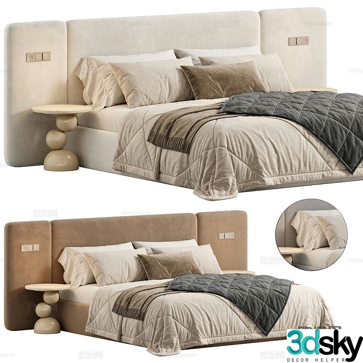 New Chinese double bed 3D model