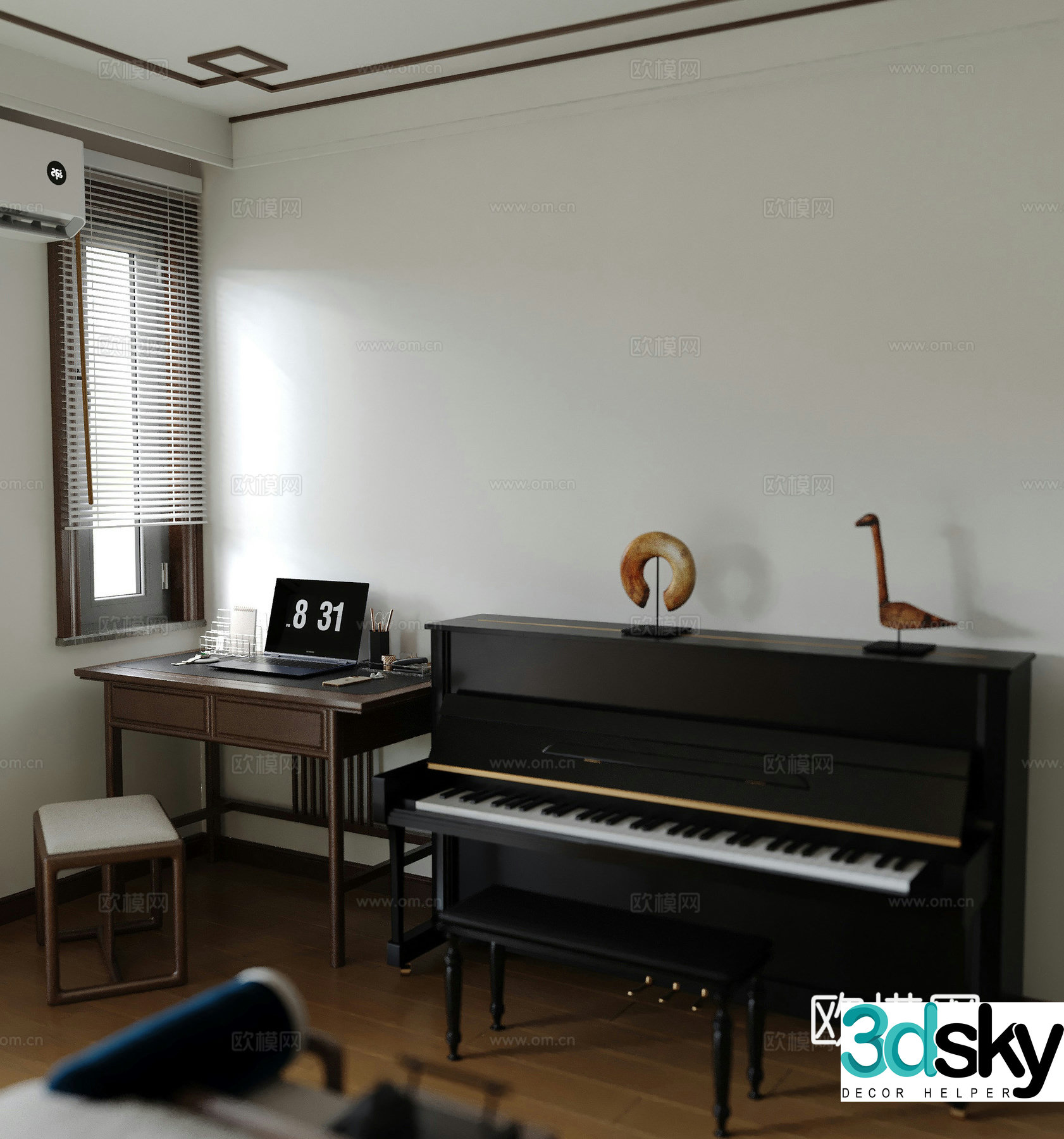 New Chinese dressing table Piano 3D model