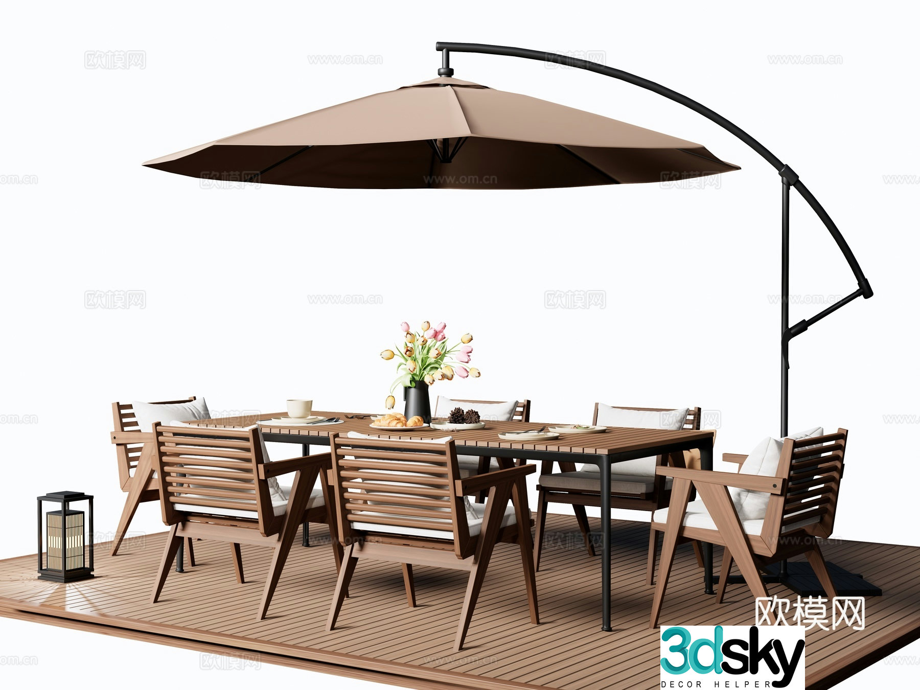 Modern outdoor table and chairs outdoor dining table and chairs outdoor leisure table and chairs outdoor chairs parasol 3d model