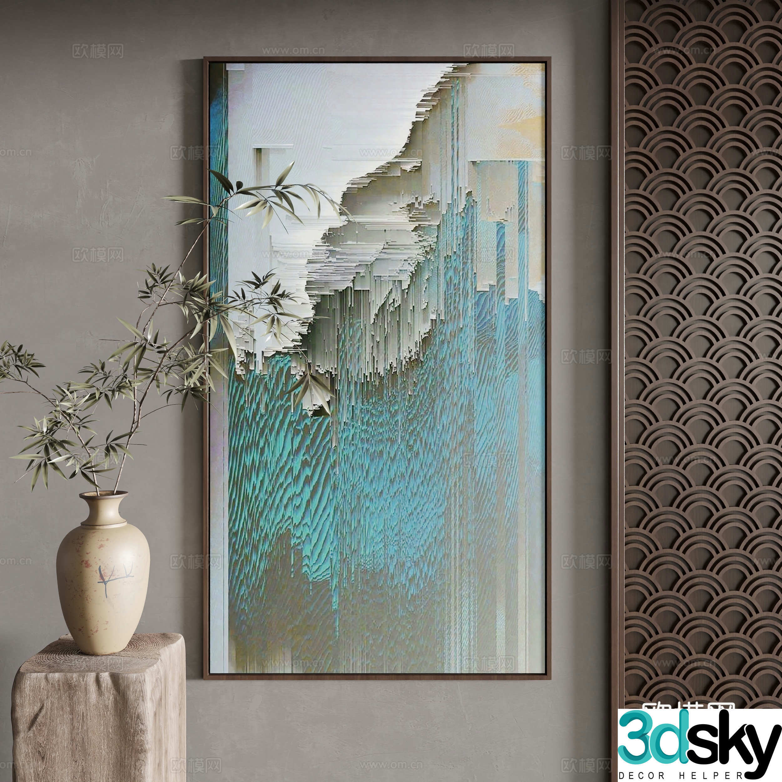 New Chinese style decorative painting 3D model