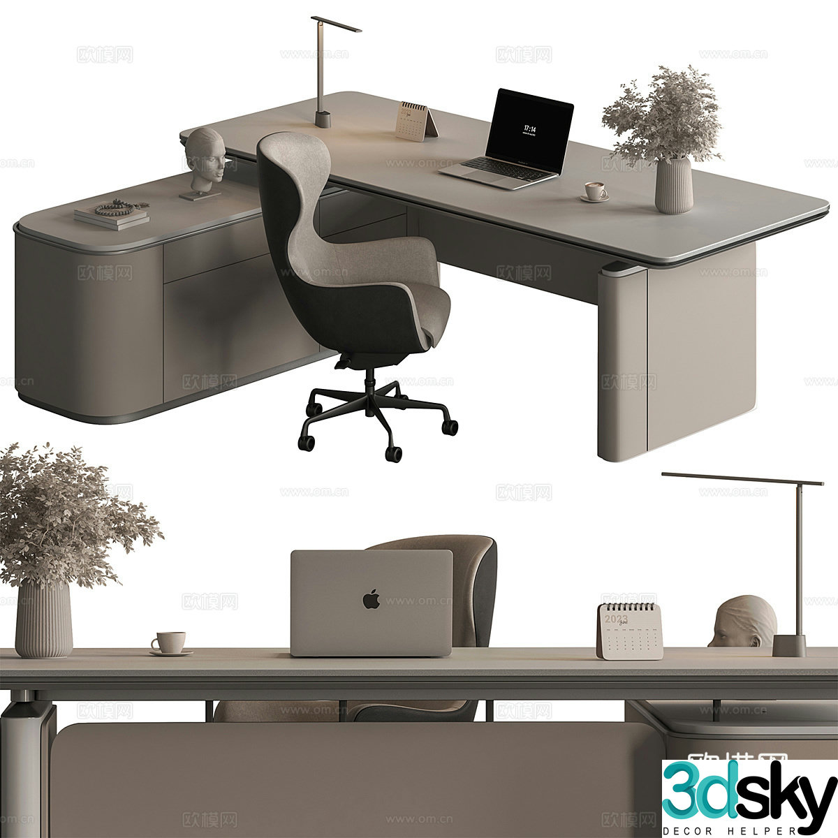New Chinese style office desk chair 3D model