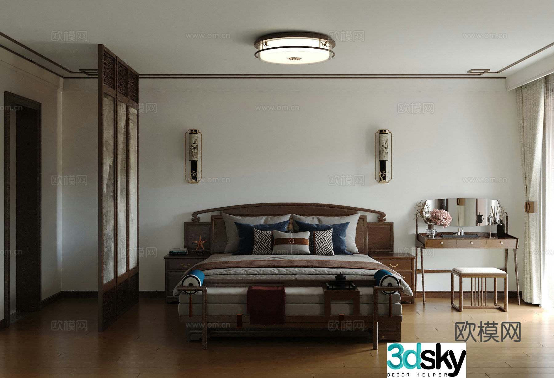 New Chinese bedroom 3D model