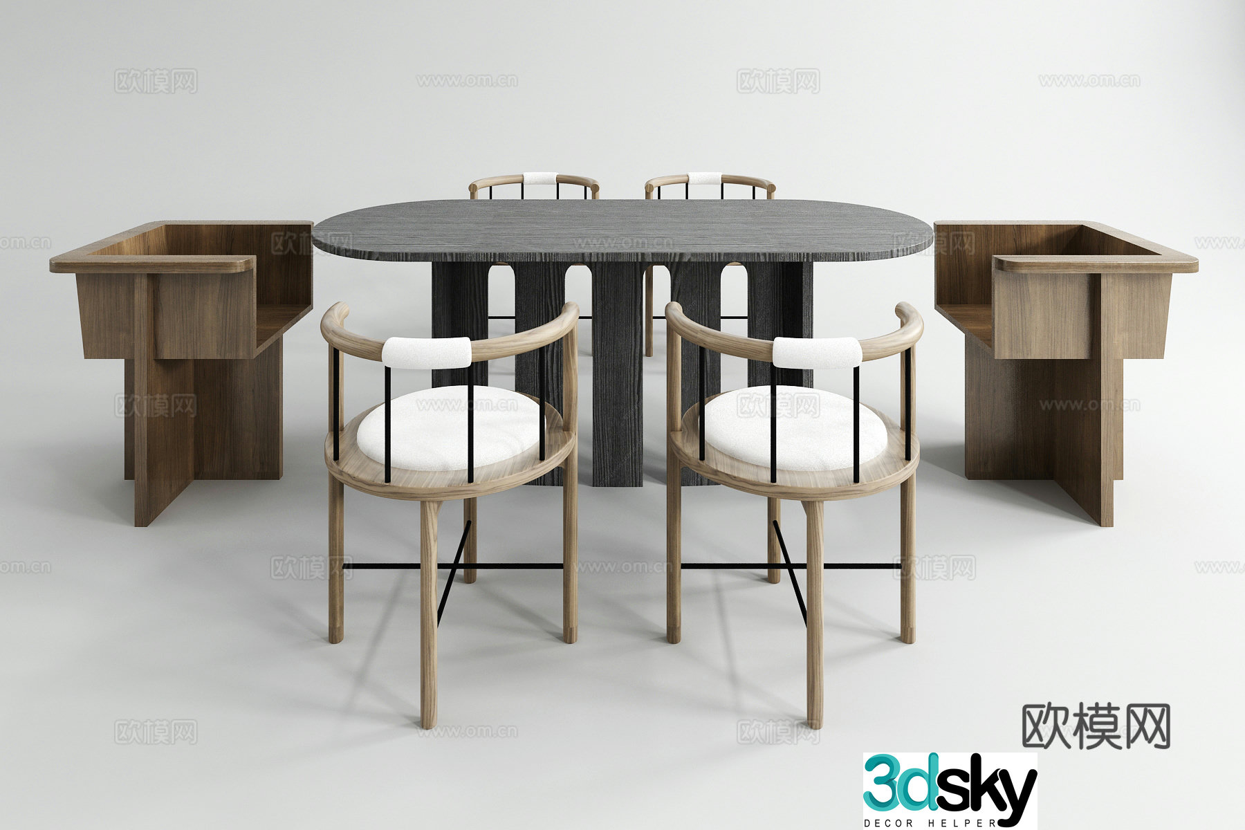 Modern table and chair combination 3D model