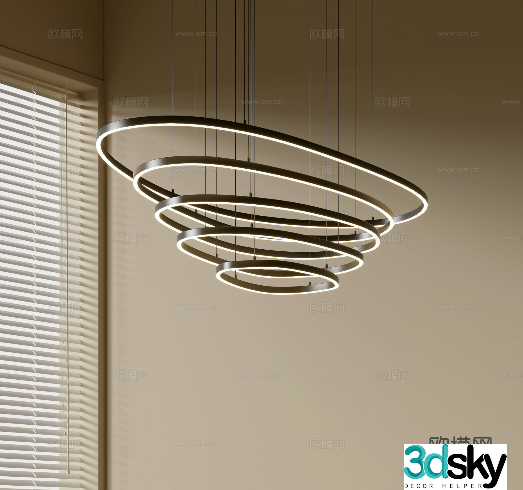 Modern simple chandeliers Nordic style chandeliers Mediterranean style chandeliers Study lamp combination Restaurant lamp 3D model