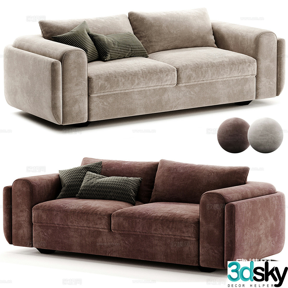 New Chinese style two-person casual sofa 3D model