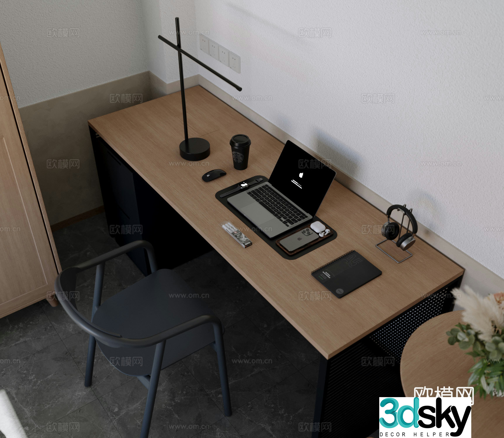 Modern desk and chair 3d model