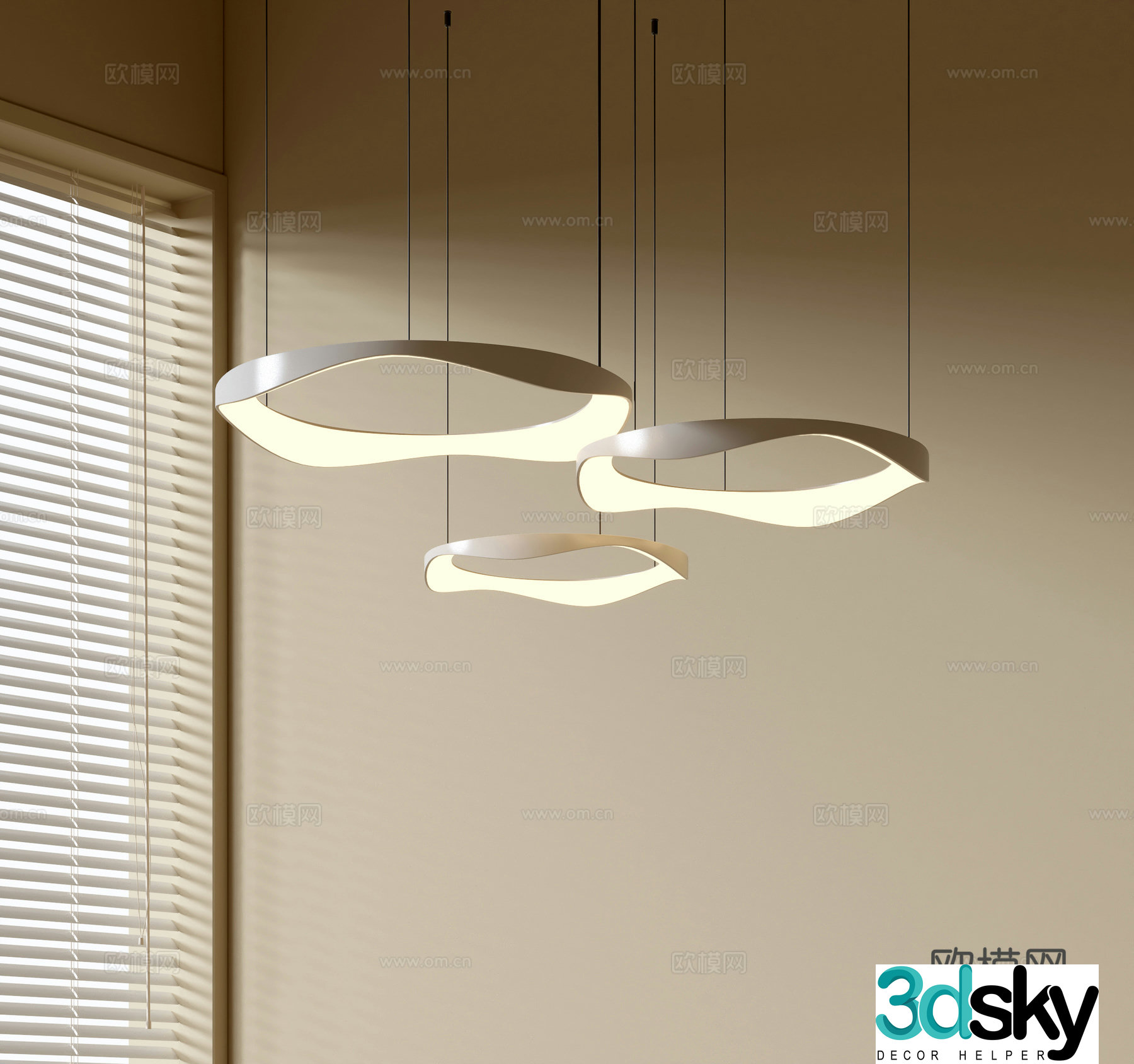 Modern simple chandeliers Nordic style chandeliers Mediterranean style chandeliers Study lamp combination Restaurant lamp 3D model