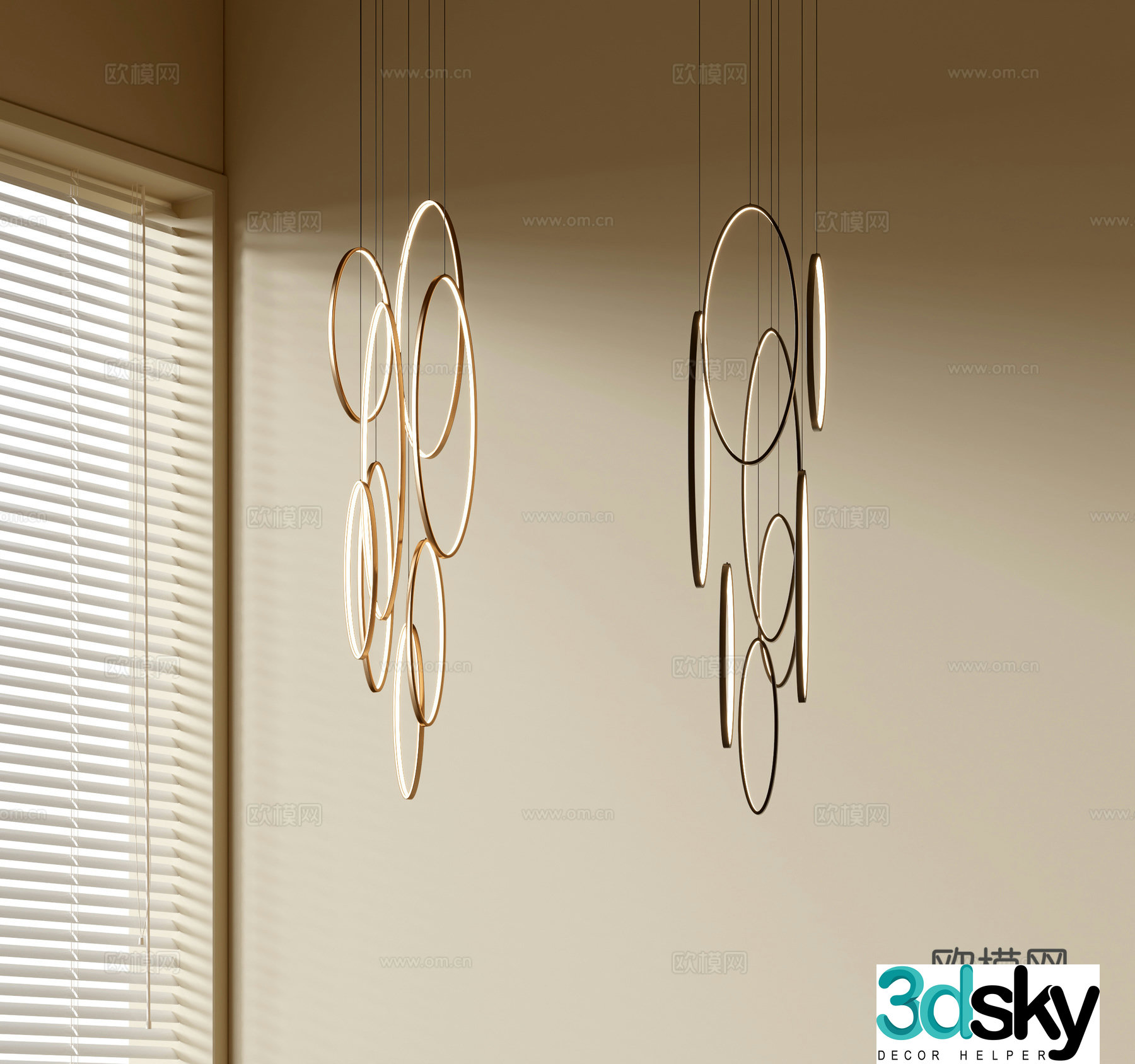 Modern simple chandeliers Nordic style chandeliers Mediterranean style chandeliers Study lamp combination Restaurant lamp 3D model