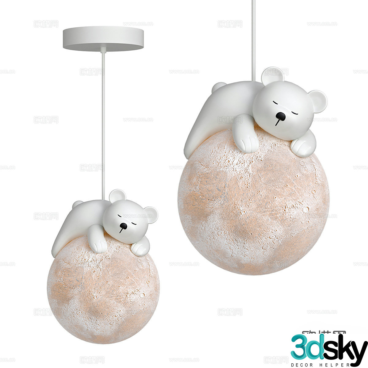 Modern Creamy Bear Decorative Chandelier 3D Model