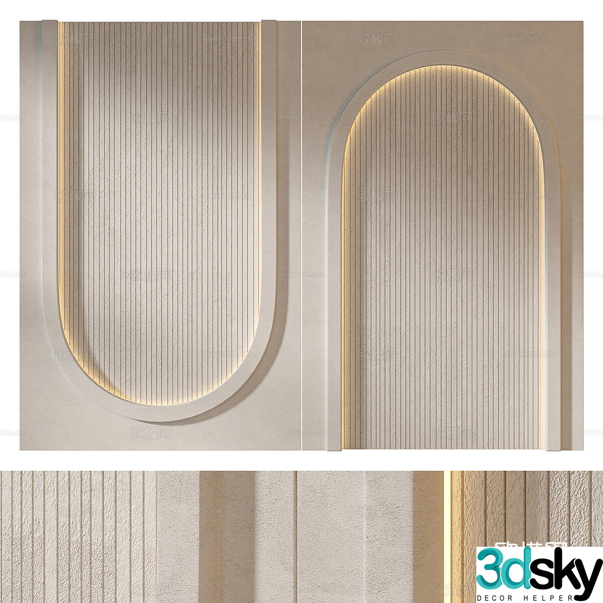 Modern creamy style background wall 3d model