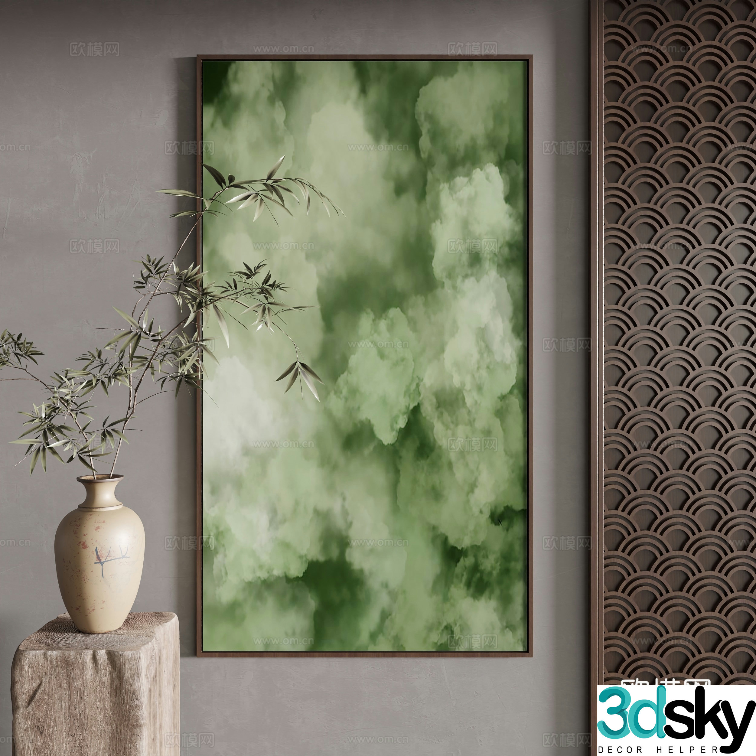 New Chinese style decorative painting 3D model