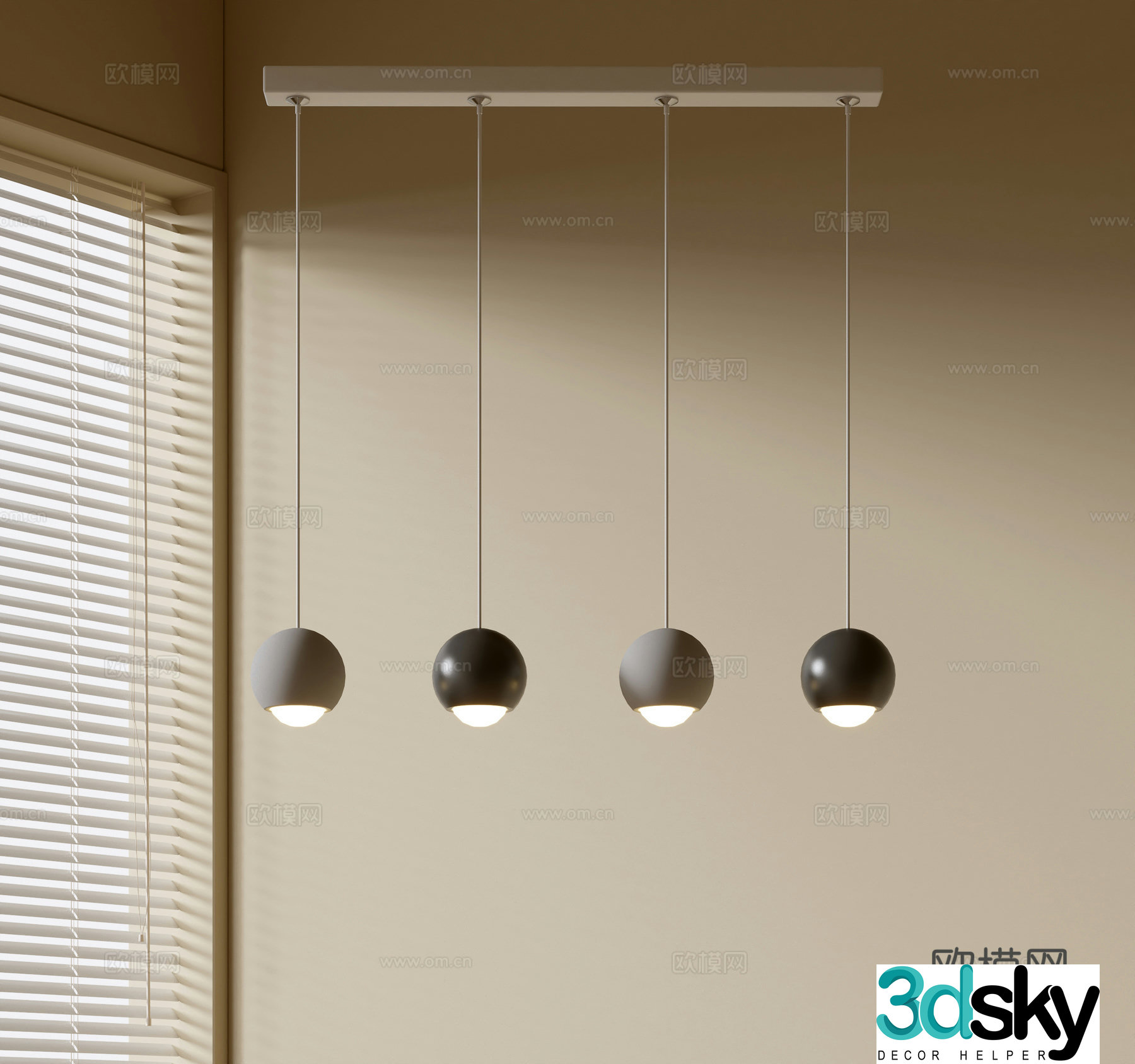 Modern simple chandeliers Nordic style chandeliers Mediterranean style chandeliers Study lamp combination Restaurant lamp 3D model