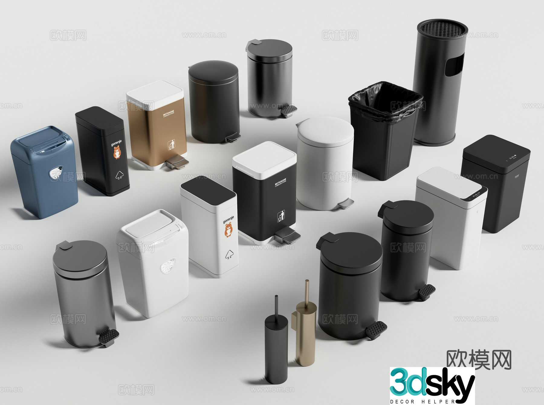 Modern trash can Classified trash can Home use Public 3D model