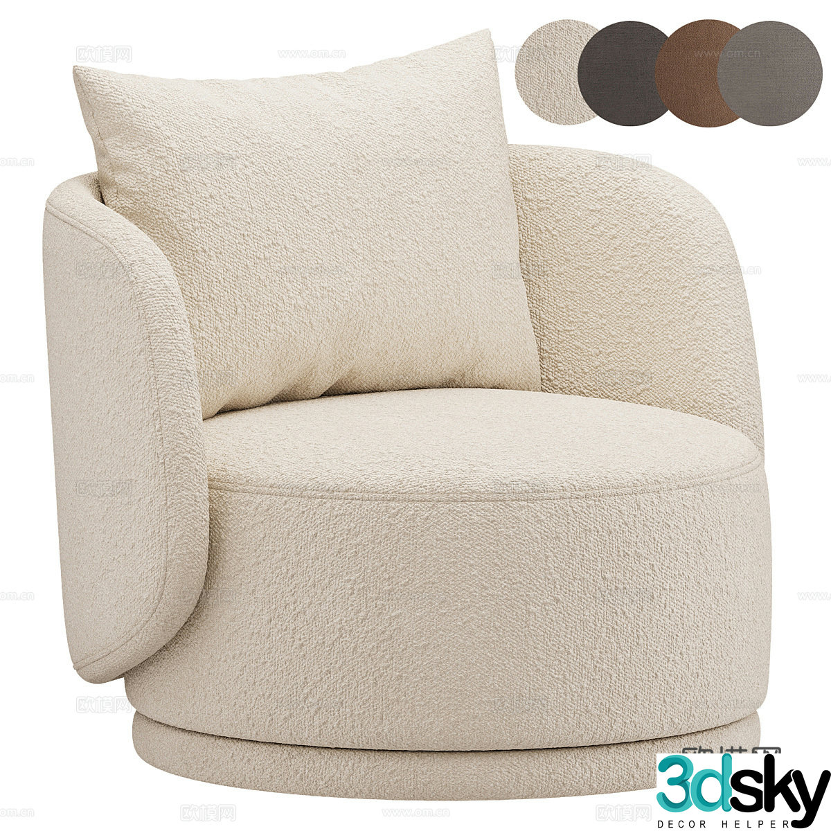 Modern fabric sofa chair 3d model