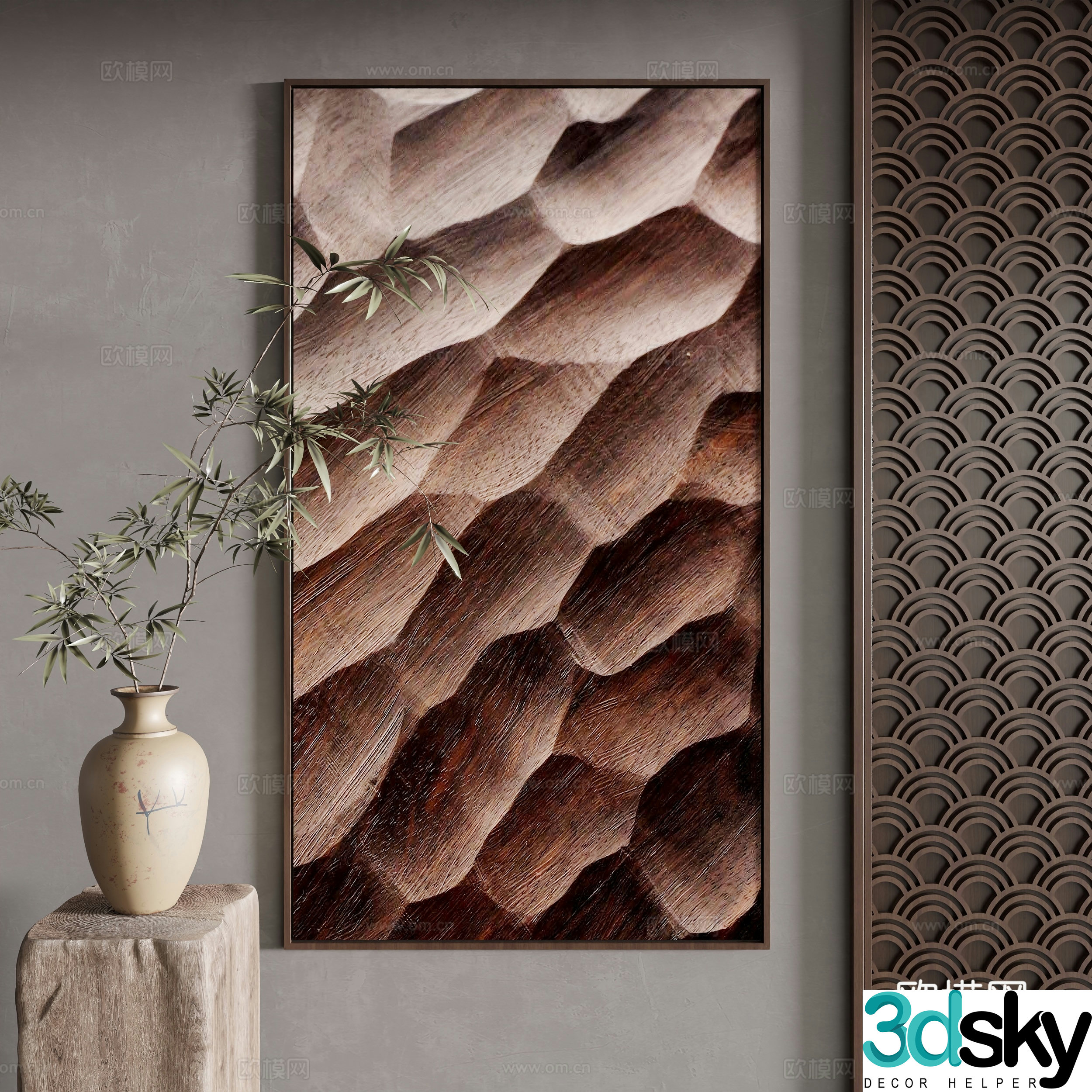 New Chinese style decorative painting 3D model