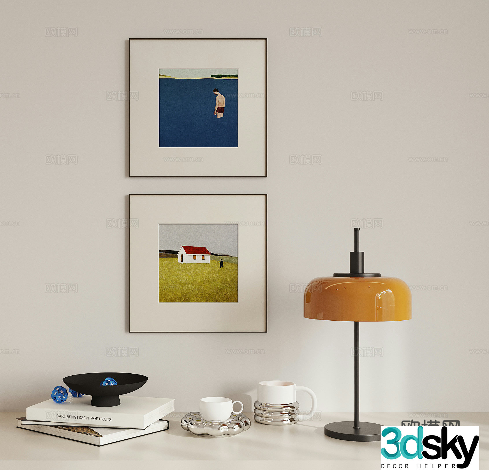 Combination ornament desk lamp 3d model