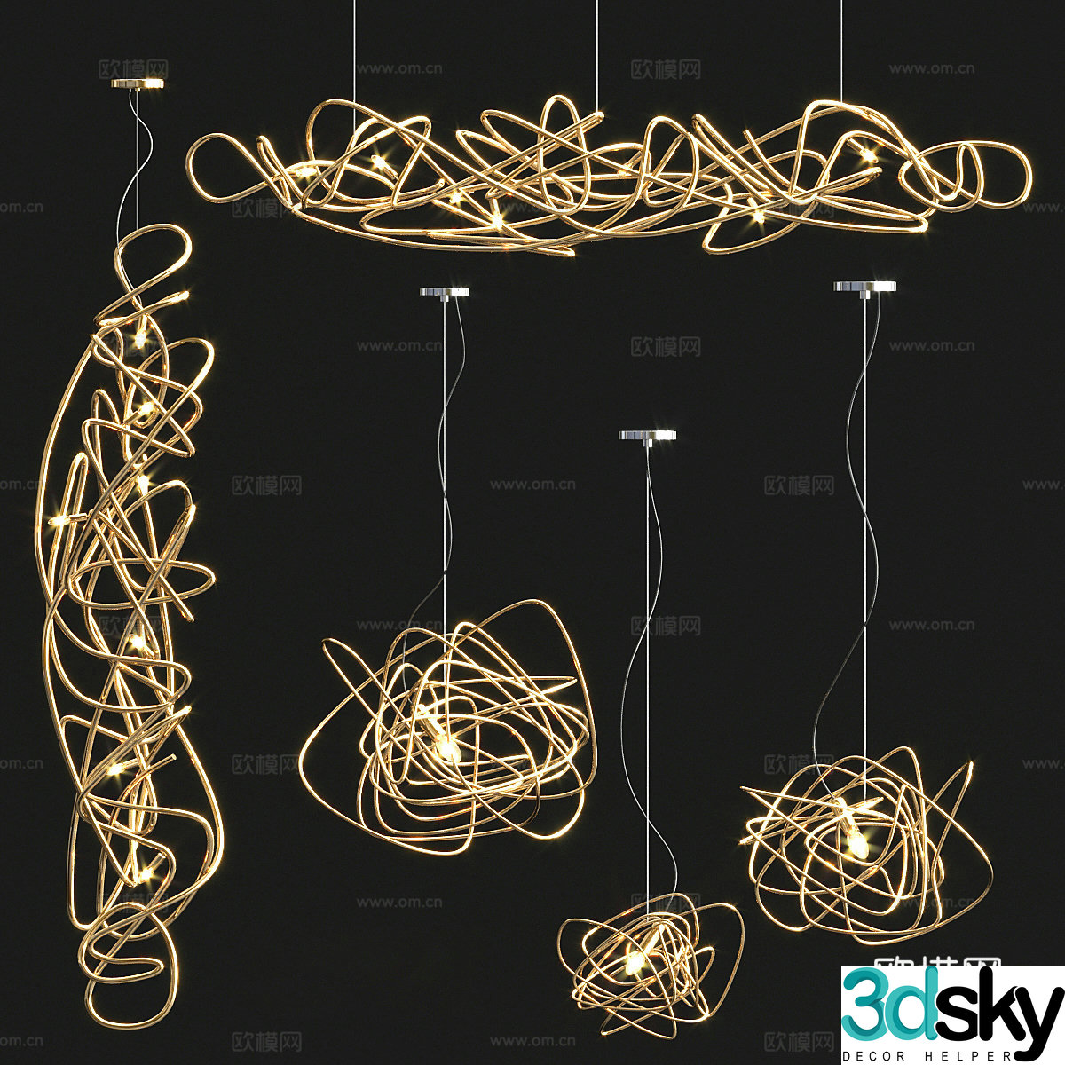 New Chinese style woven decorative chandelier 3D model